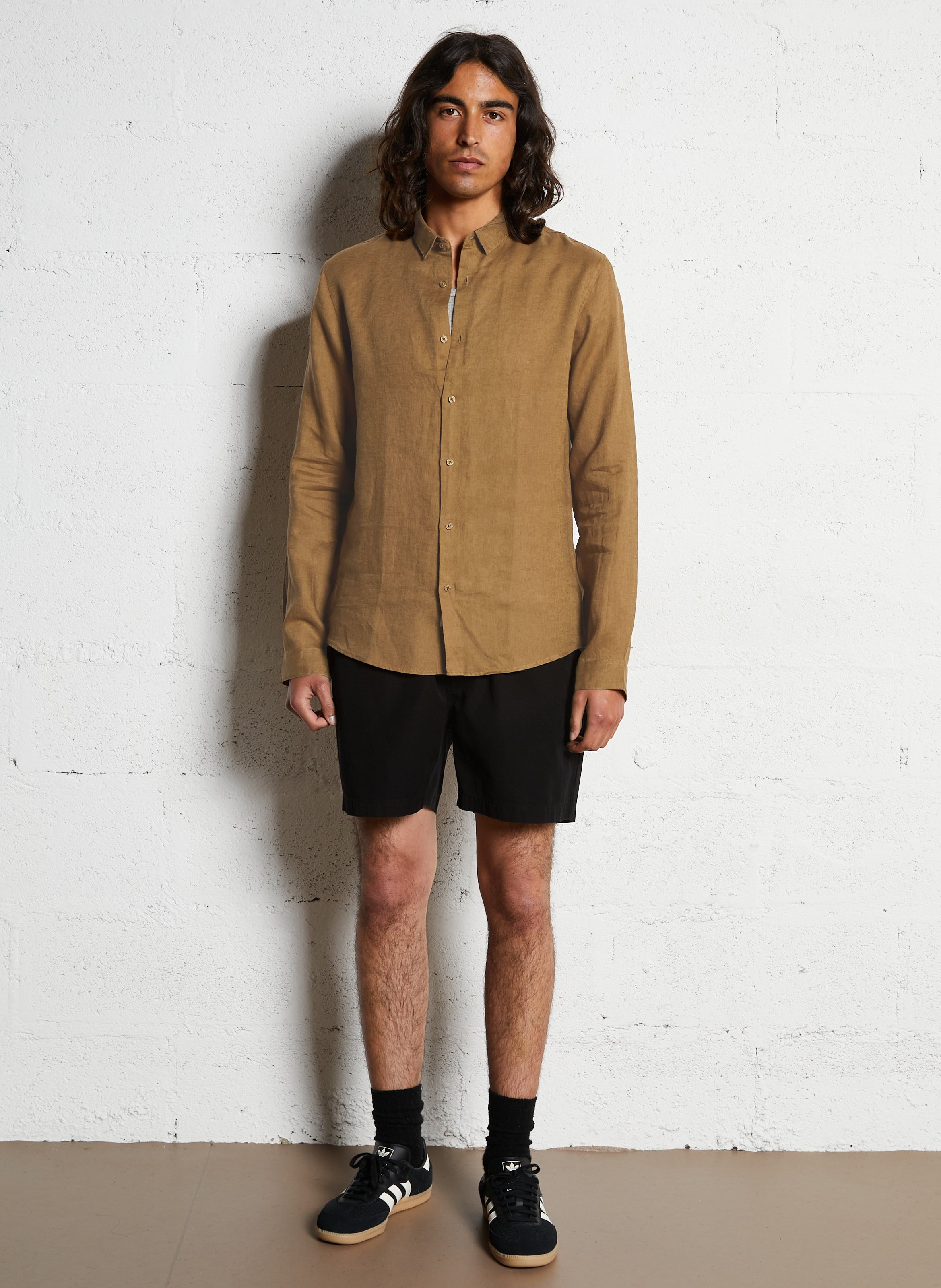 Slim-fit linen shirt IKKS Brown