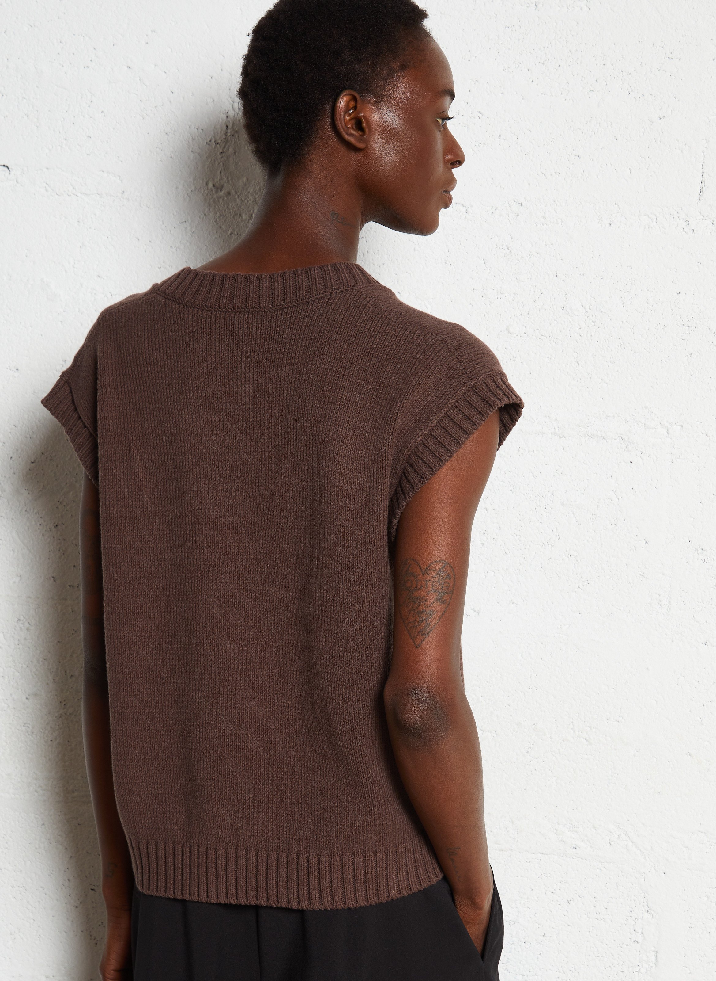 Sleeveless oversized V-neck sweater MAX MARA WEEK END Brown
