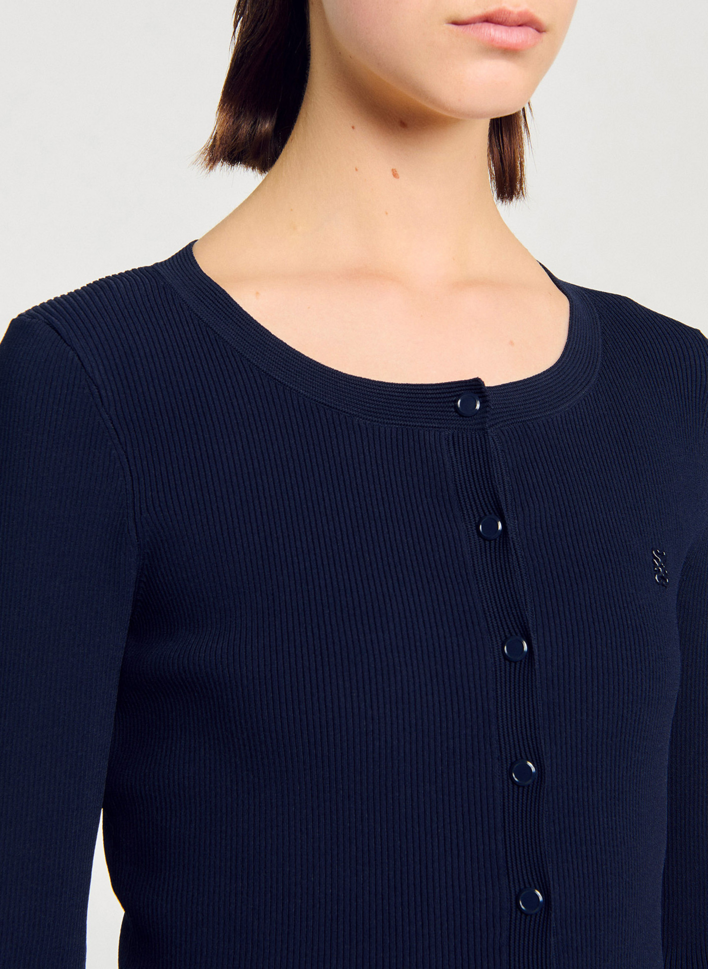 Cardigan ajusté col rond SANDRO Bleu