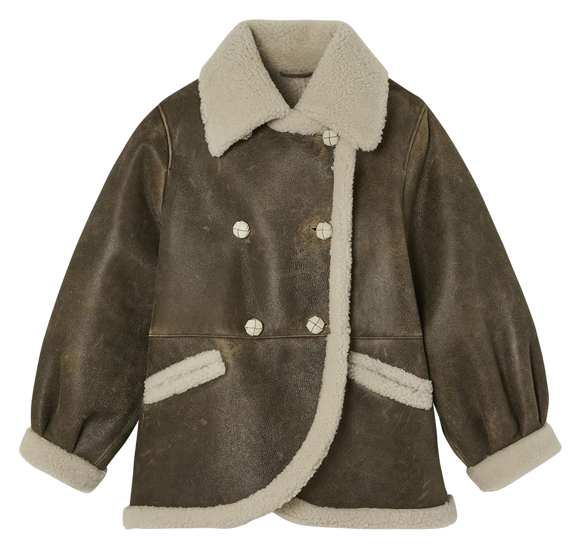 Oversized leather jacket TARA JARMON Brown