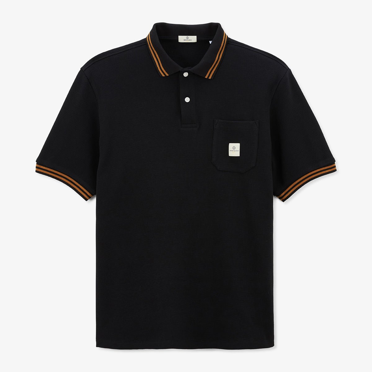 Short-sleeved waffle fabric polo SERGE BLANCO Black