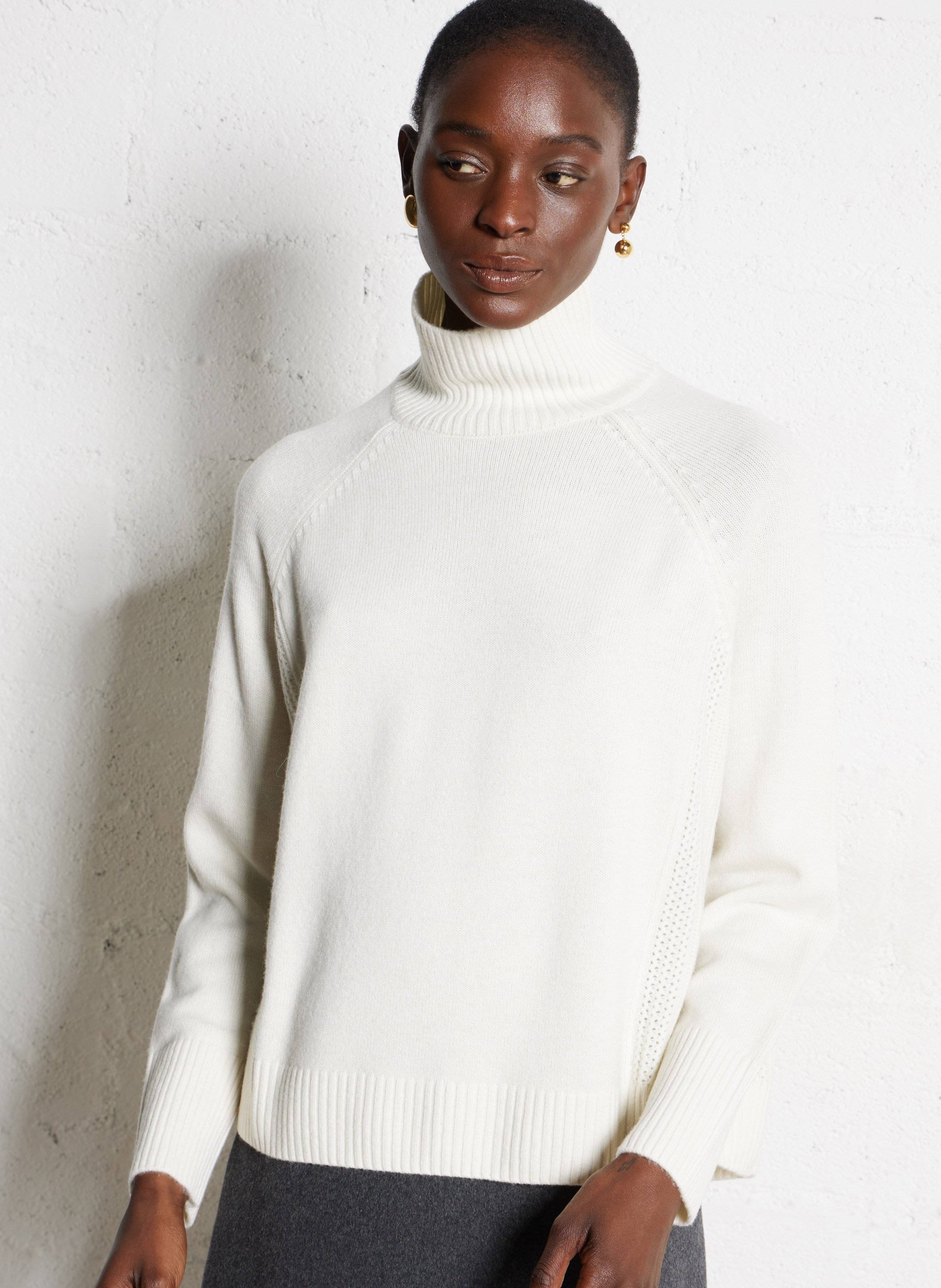 Boat-neck contrast-knit wool sweater  DES PETITS HAUTS