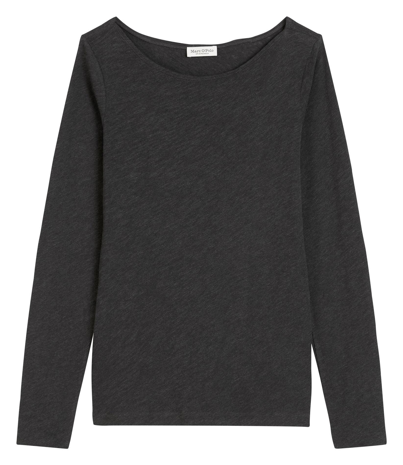 Camiseta de algodón flameado con cuello de barco MARC O'POLO Gris