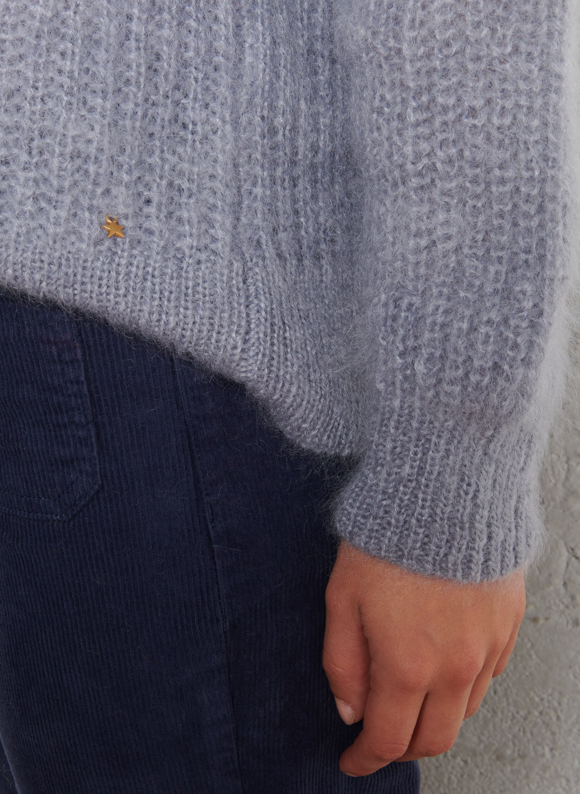 Pull col V en laine mélangée DES PETITS HAUTS Gris