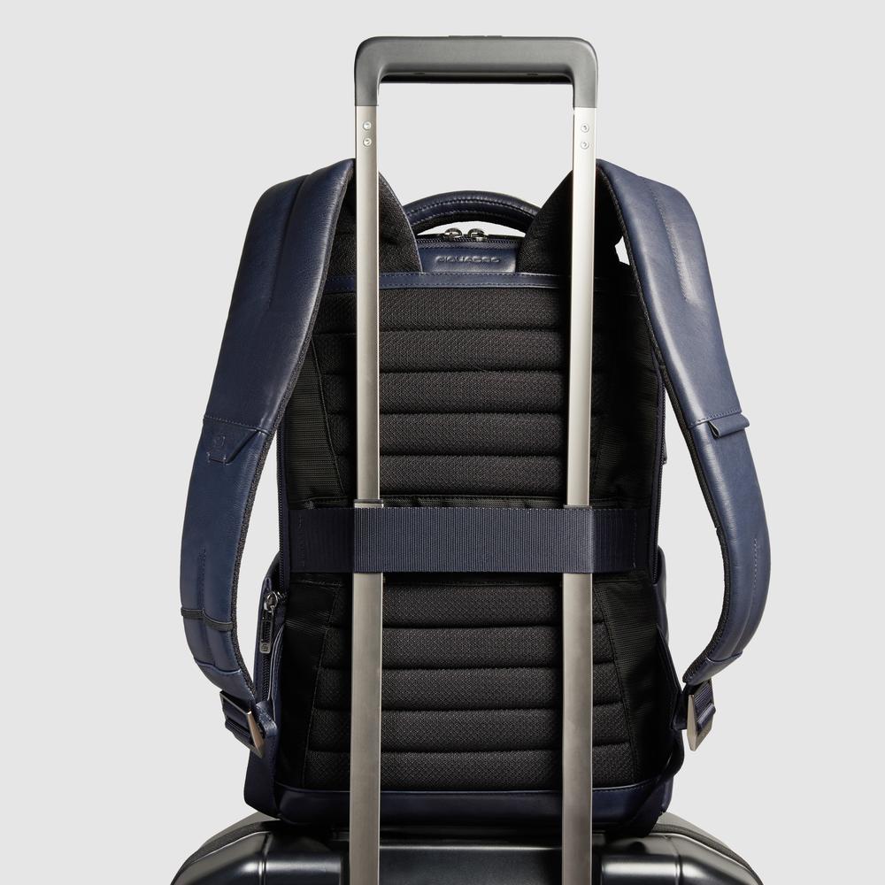 Customizable backpack for laptop and ipad®mini with shockproof and rfid protection PIQUADRO Blue