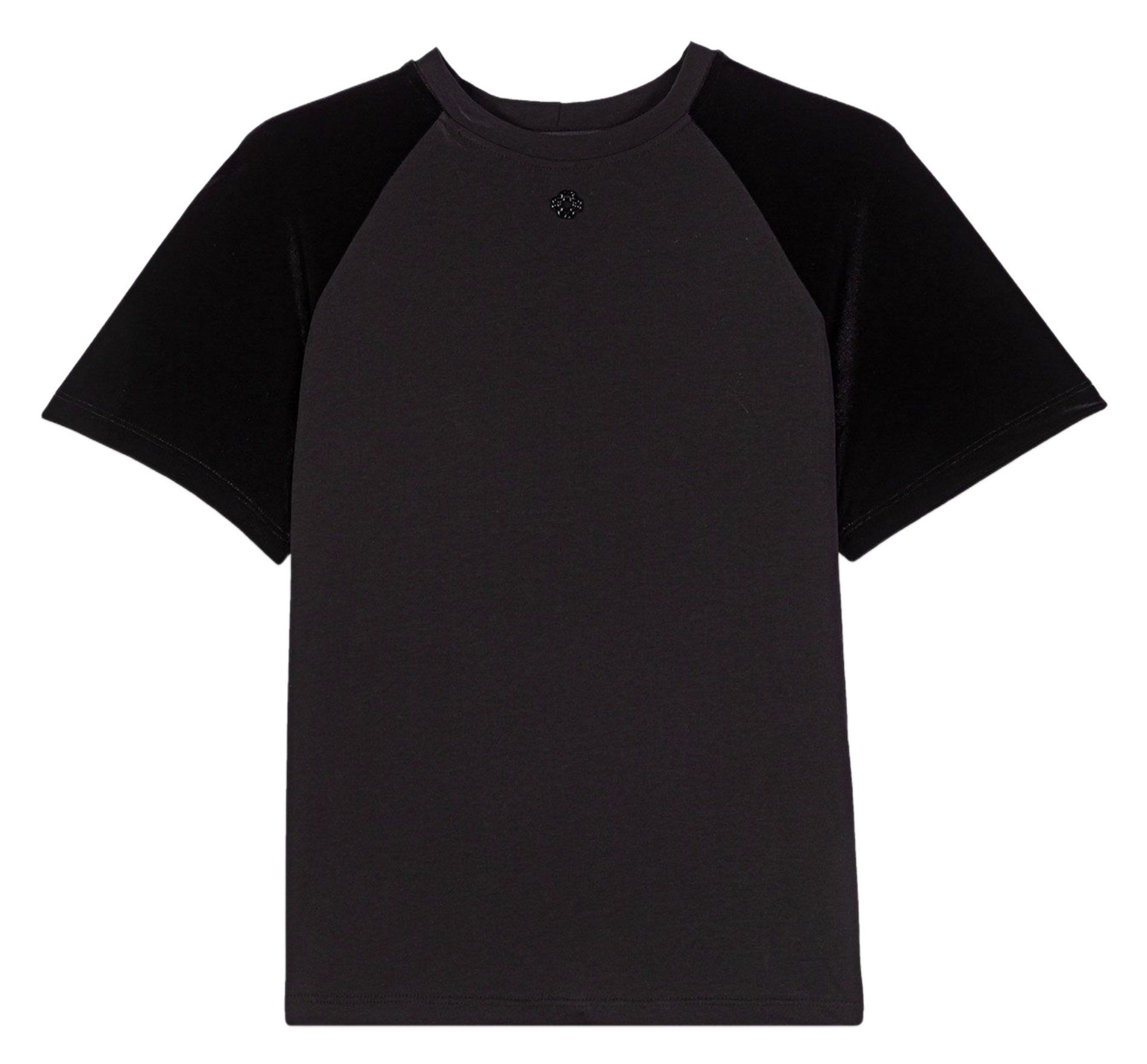 Tee-shirt col rond en coton MAJE Noir