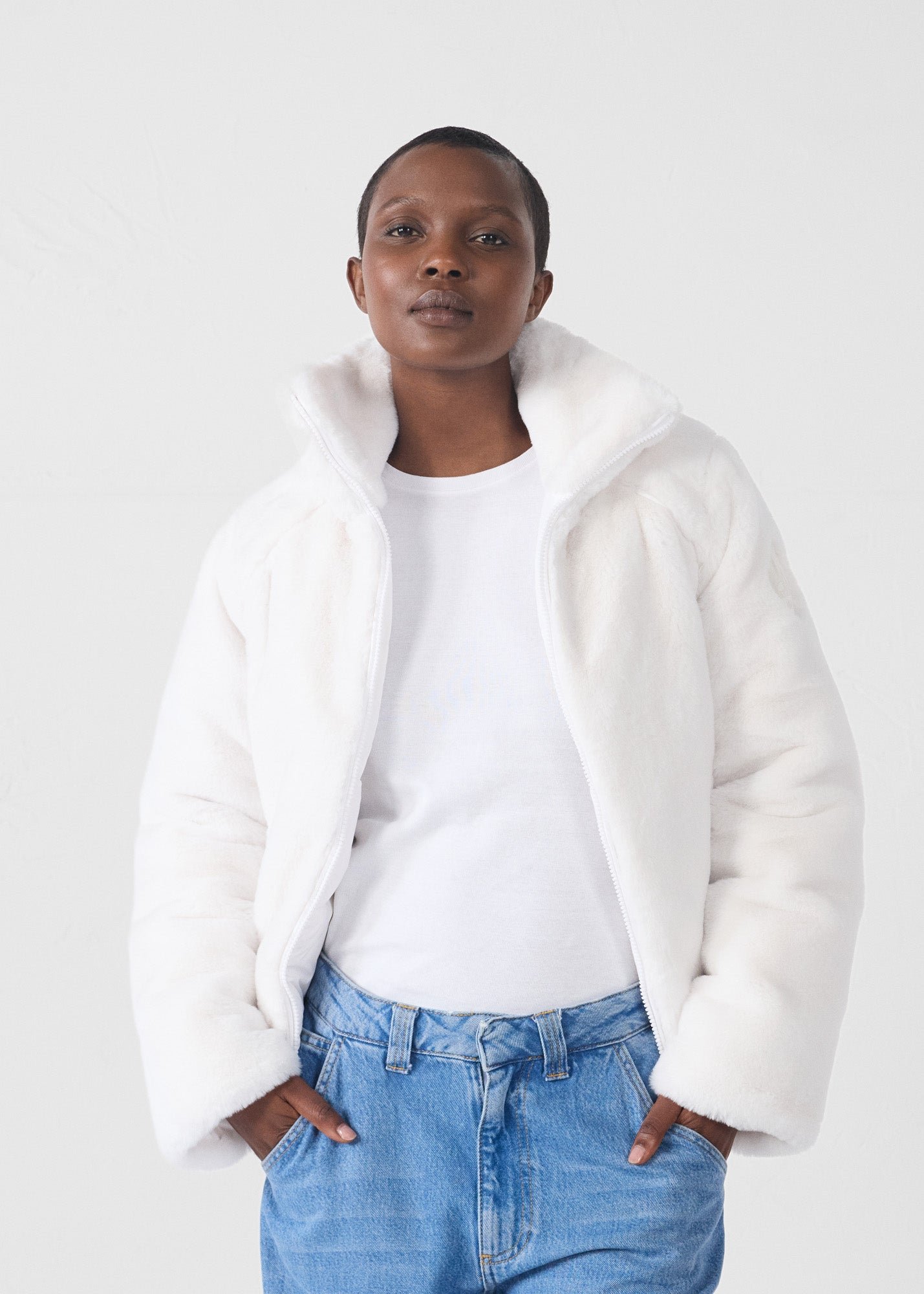Olga faux fur puffer jacket JOTT White