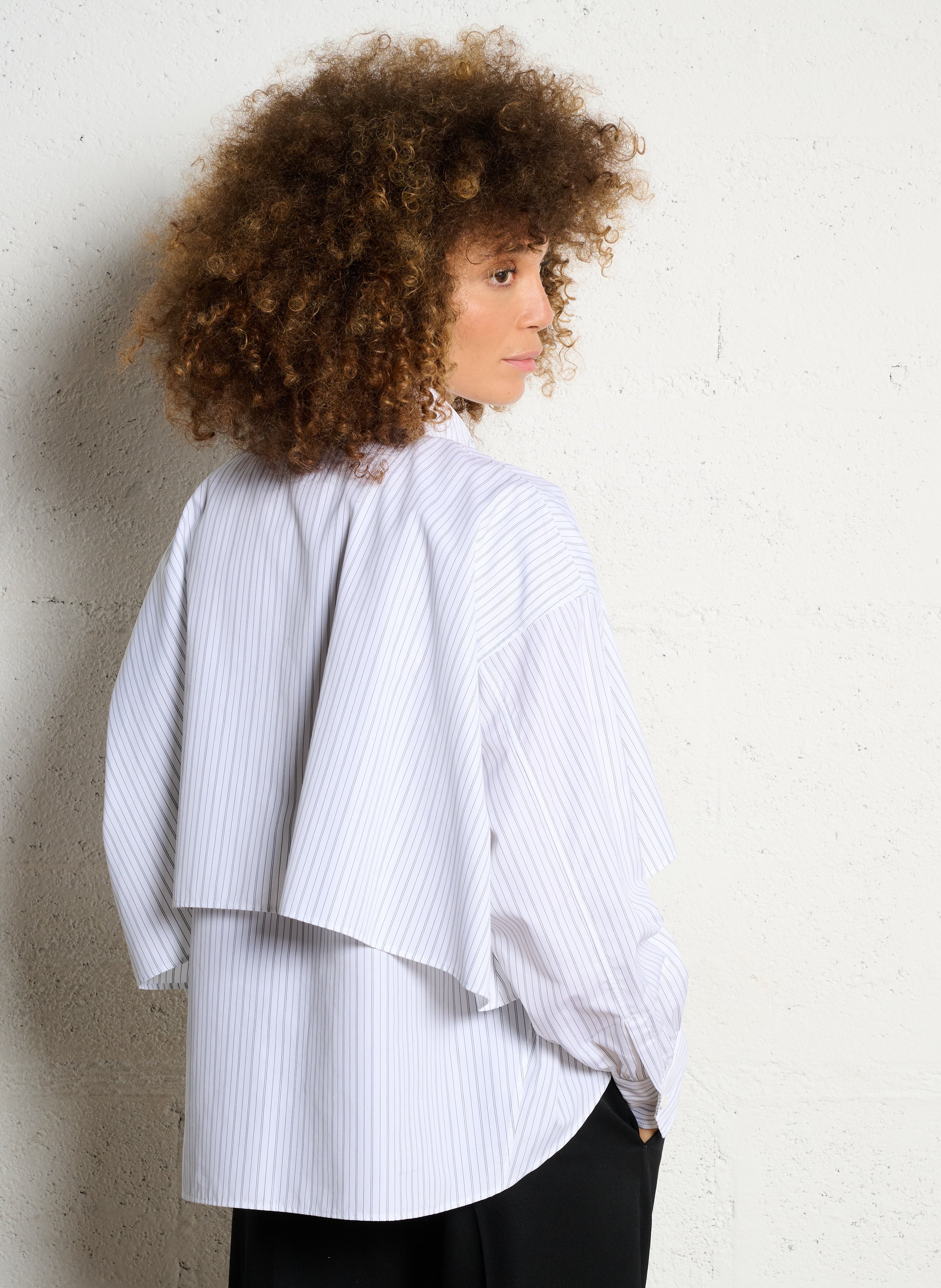 Chemise ample en coton rayé MARGAUX LONNBERG Noir