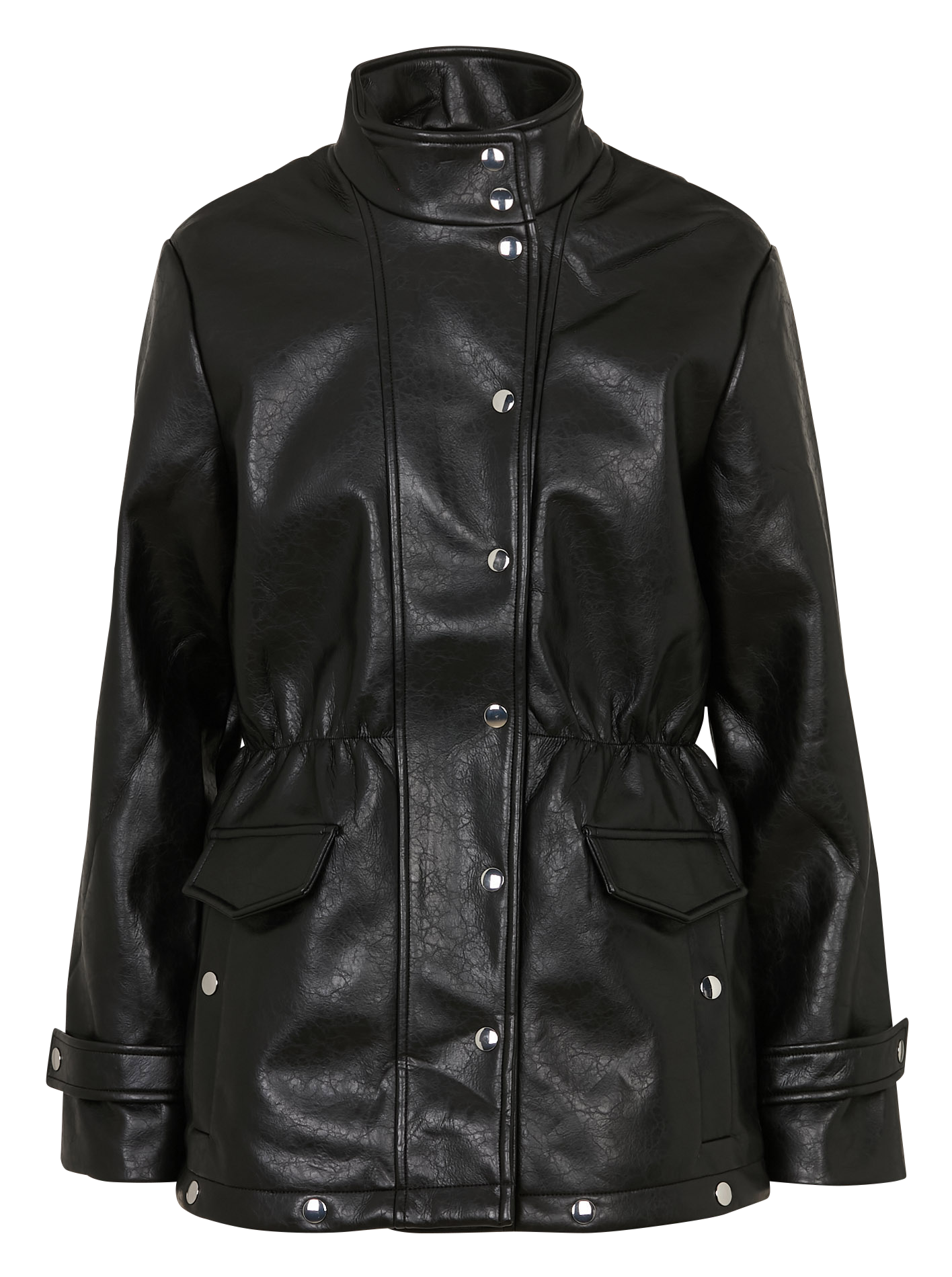 Faux leather jacket with high collar LAAGAM Black