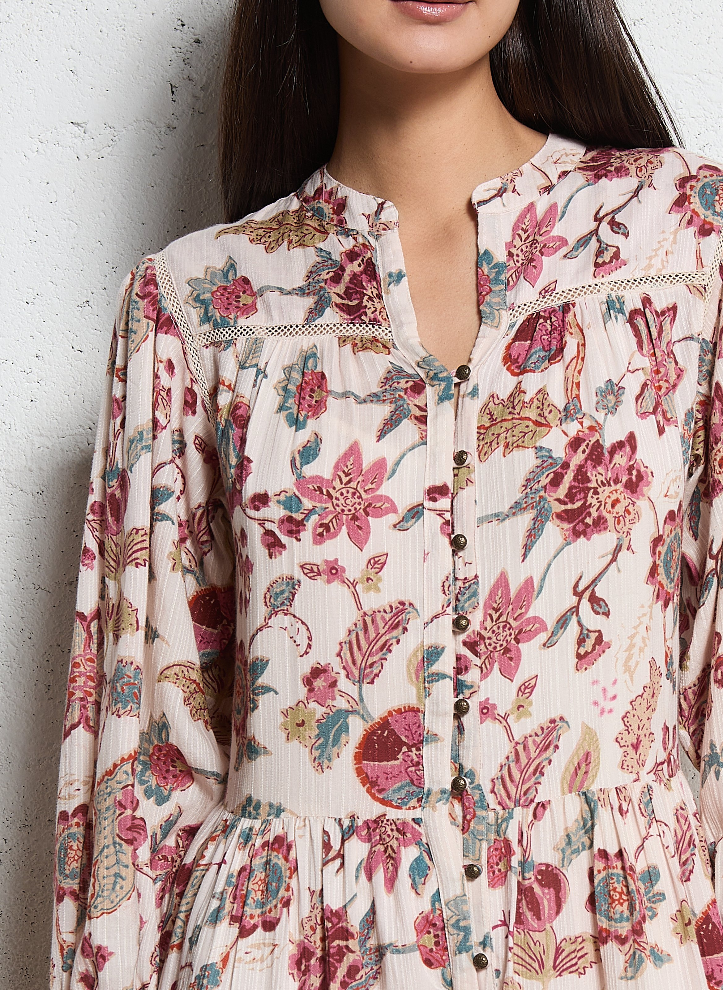 Long henley dress MAISON HOTEL Pink