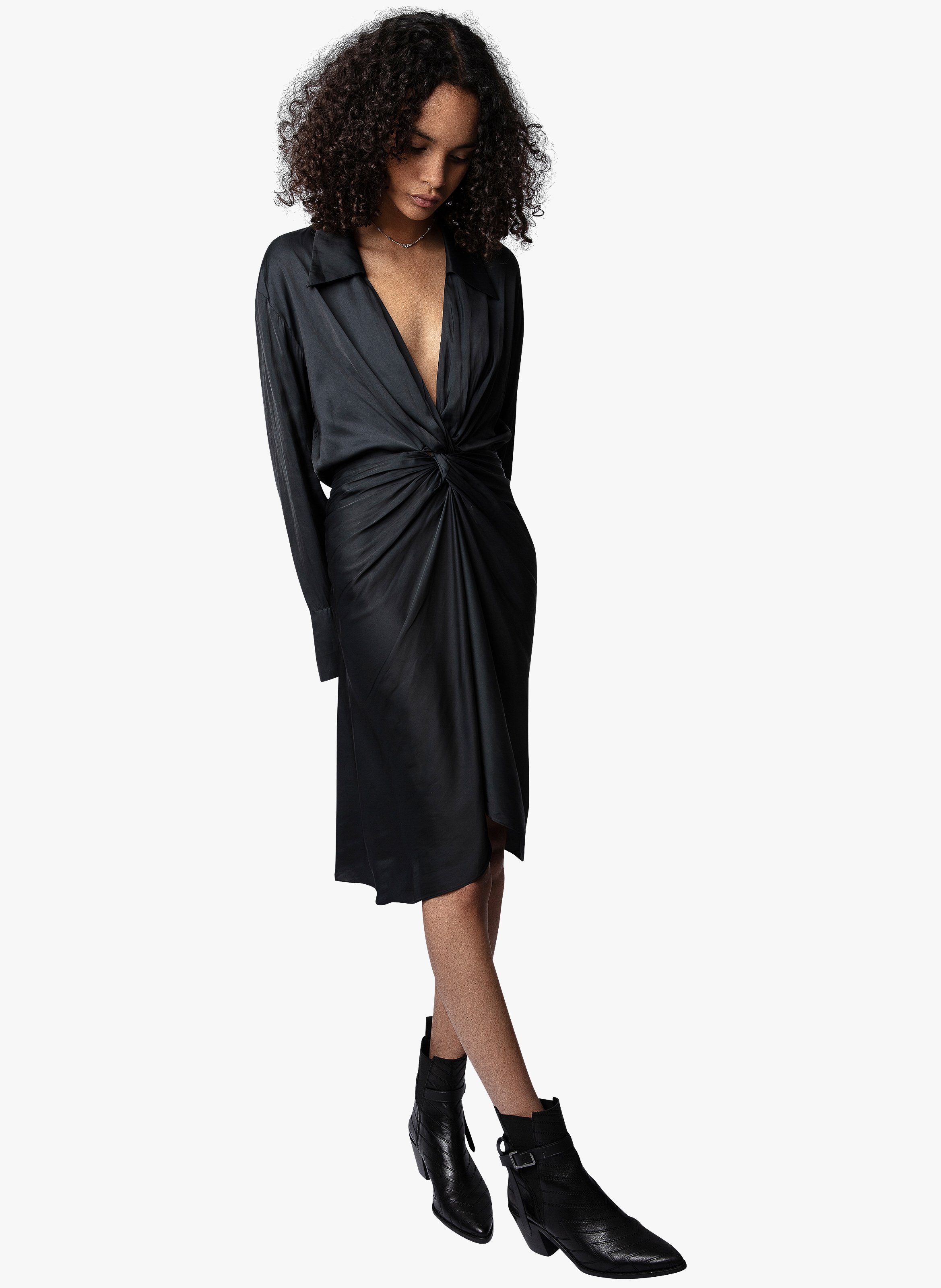 Robe midi drapée ZADIG&VOLTAIRE Noir