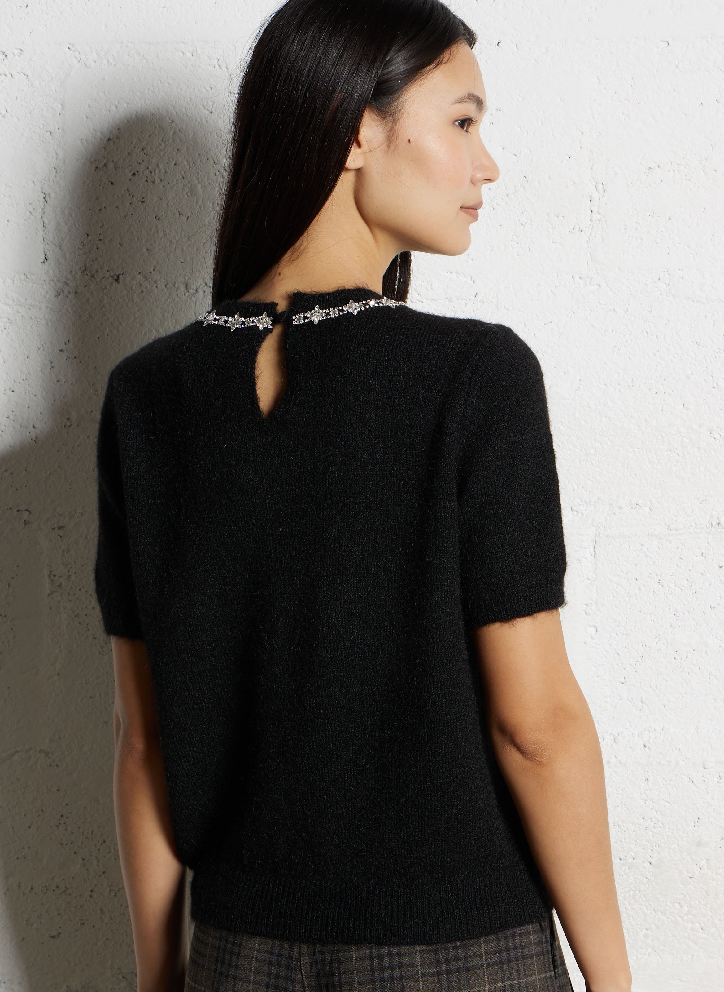 Pull oversize col rond LA PETITE ETOILE Noir