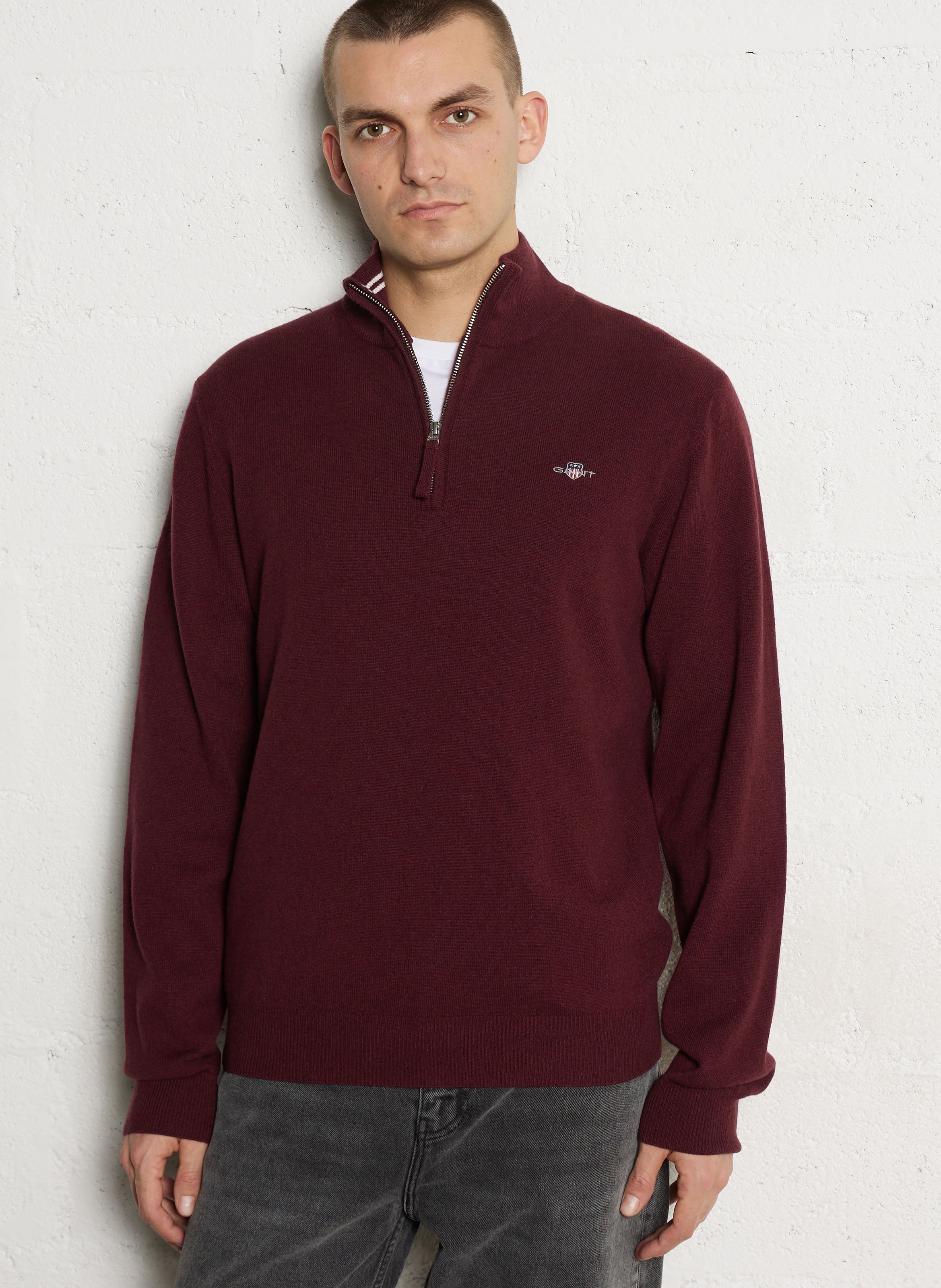 High-neck wool sweater with zip GANT