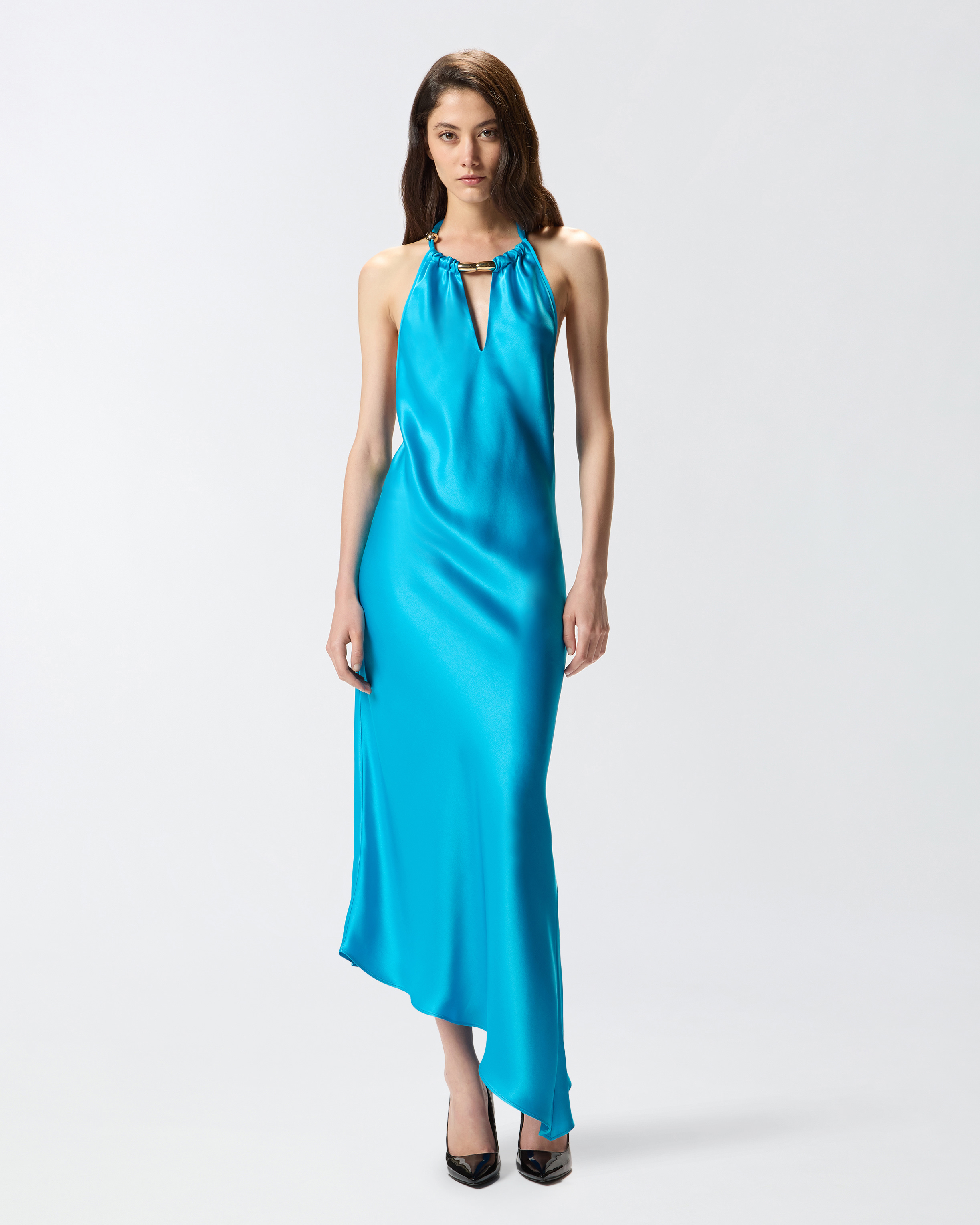 Long dress with open back PINKO Blue