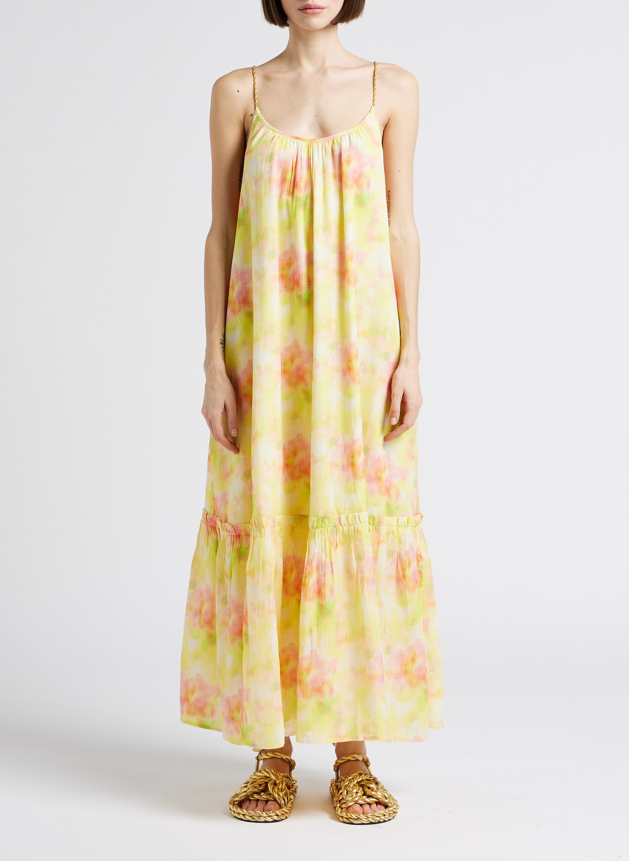 Robe longue col rond imprimé floral SCOTCH AND SODA Jaune