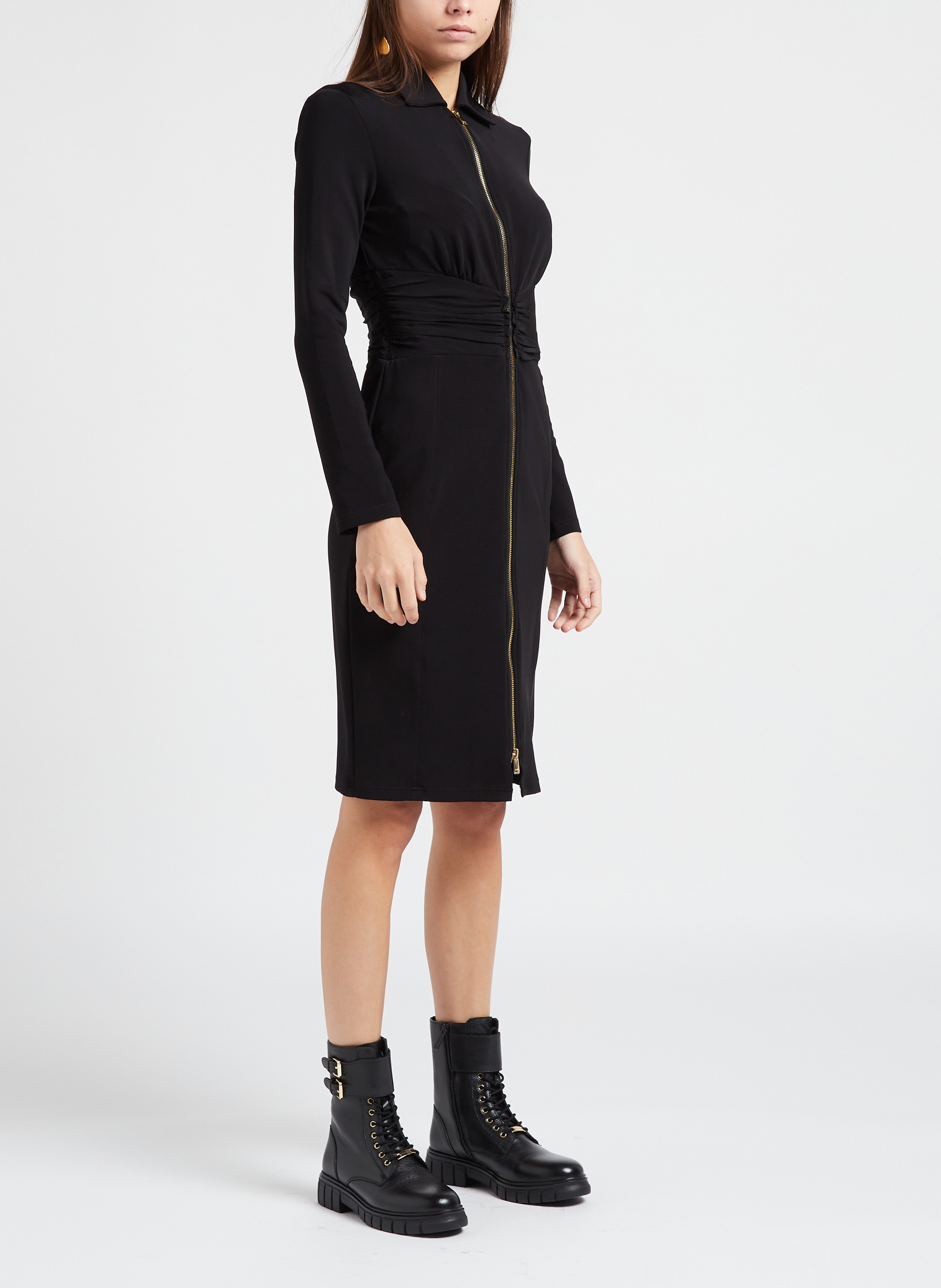 Midikleid mit klassischem Kragen PINKO Schwarz