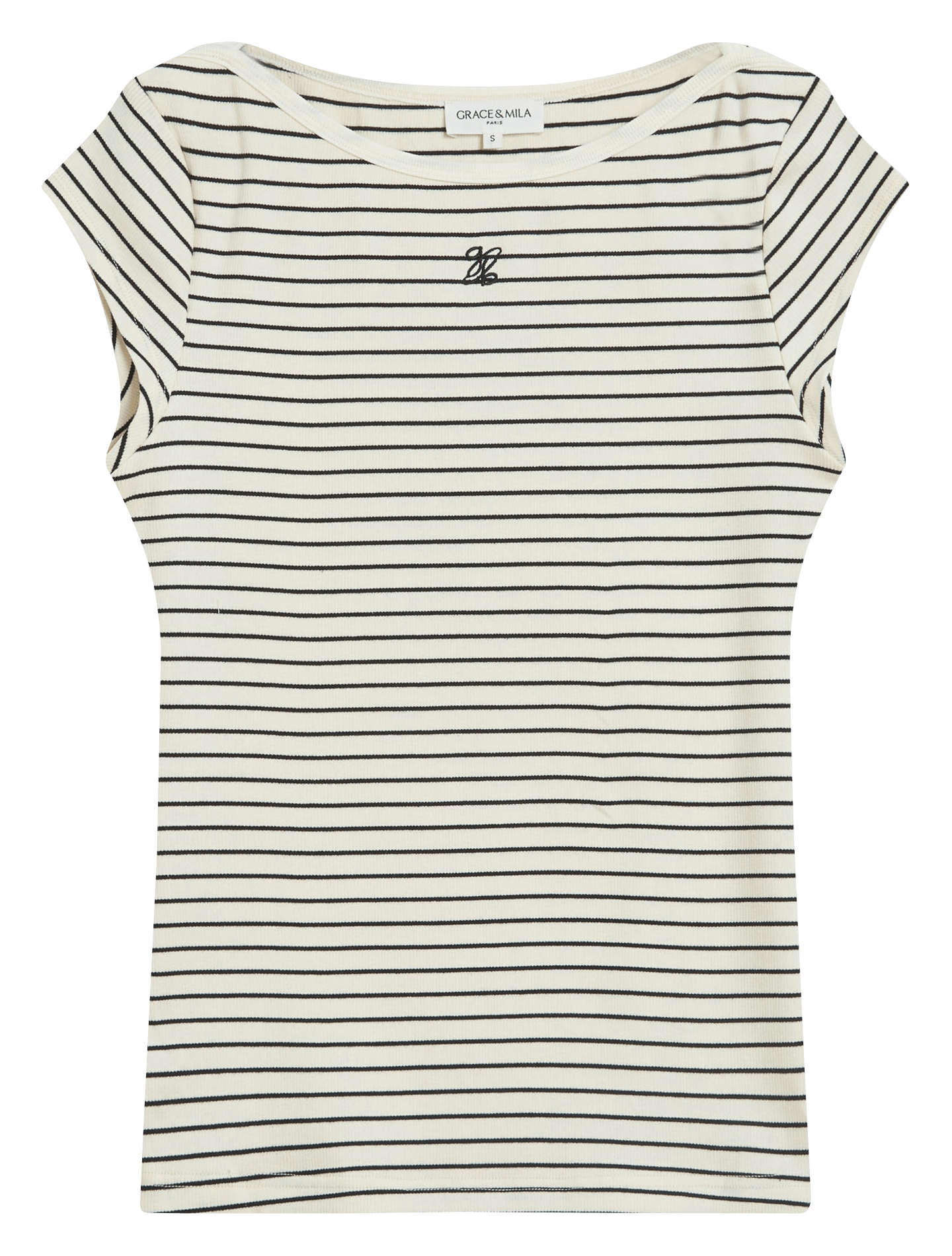Tee-shirt à rayures col rond GRACE ET MILA Weiss