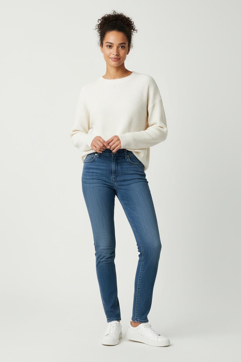 Cropped slim jeans with studs ACNE STUDIOS - Seconde Main Blue