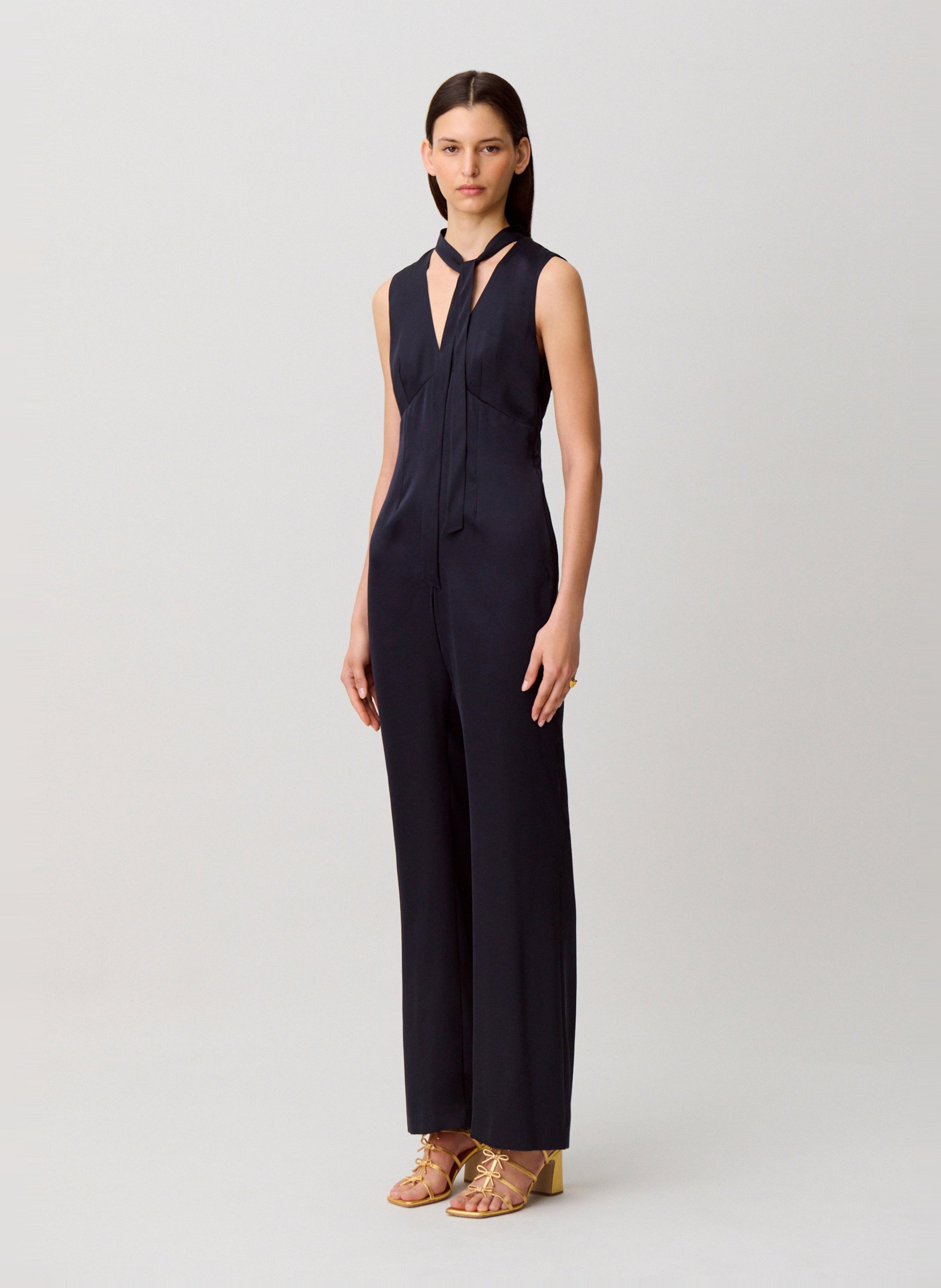 Rechte jumpsuit met V-hals CLAUDIE PIERLOT Blauw