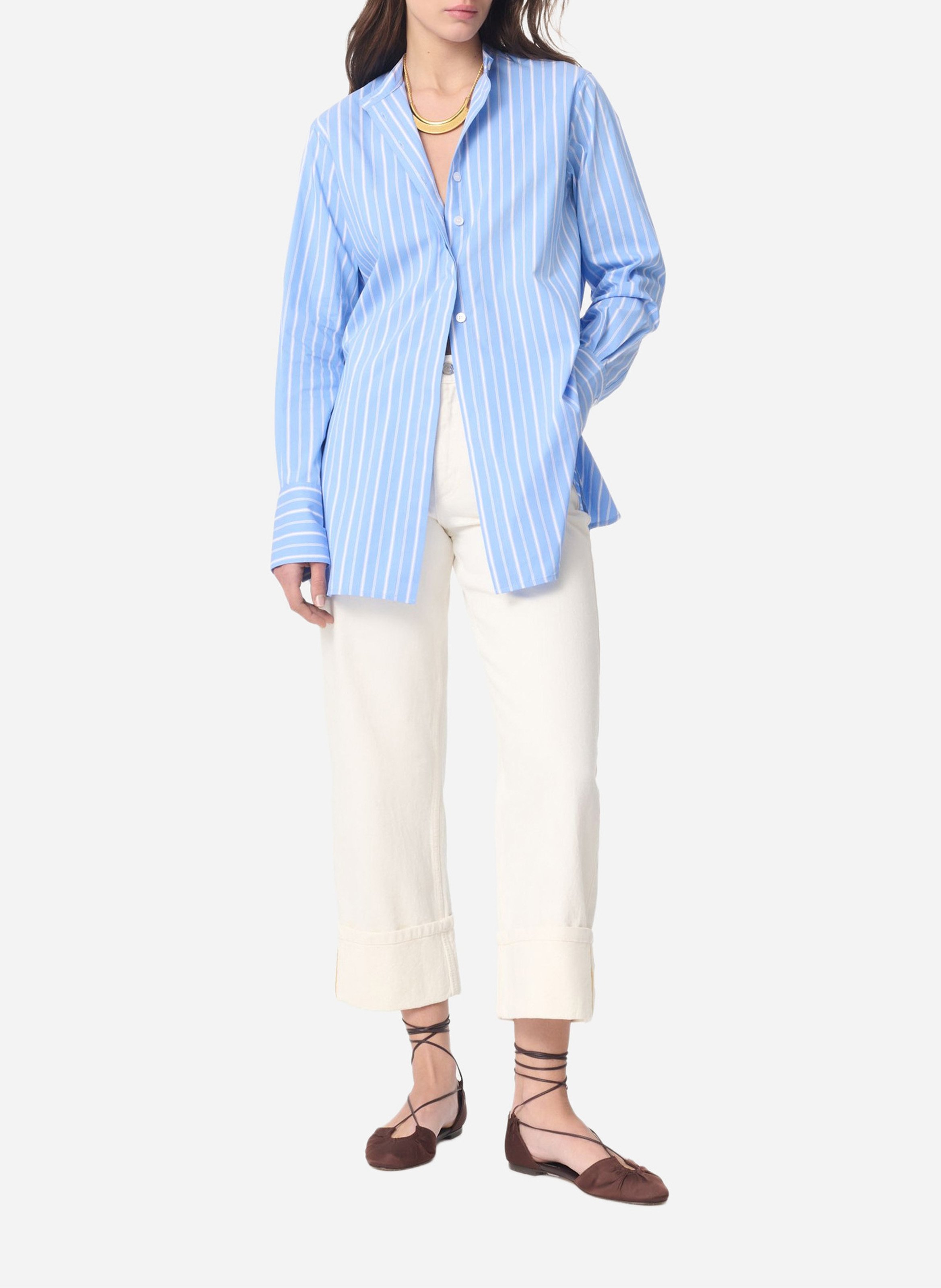 Chemise col classique à rayures VANESSA BRUNO Bleu