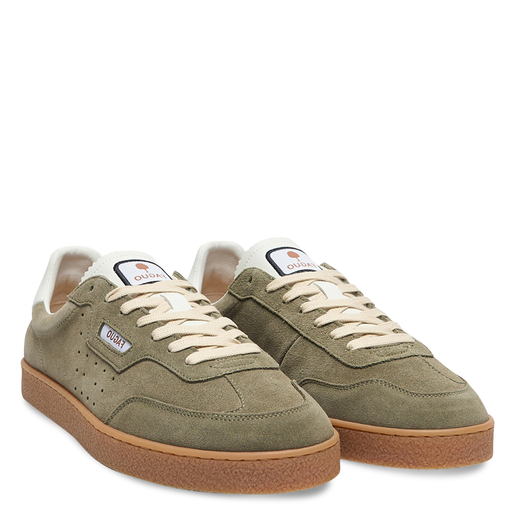 Baskets basses en cuir velours FAGUO Kaki