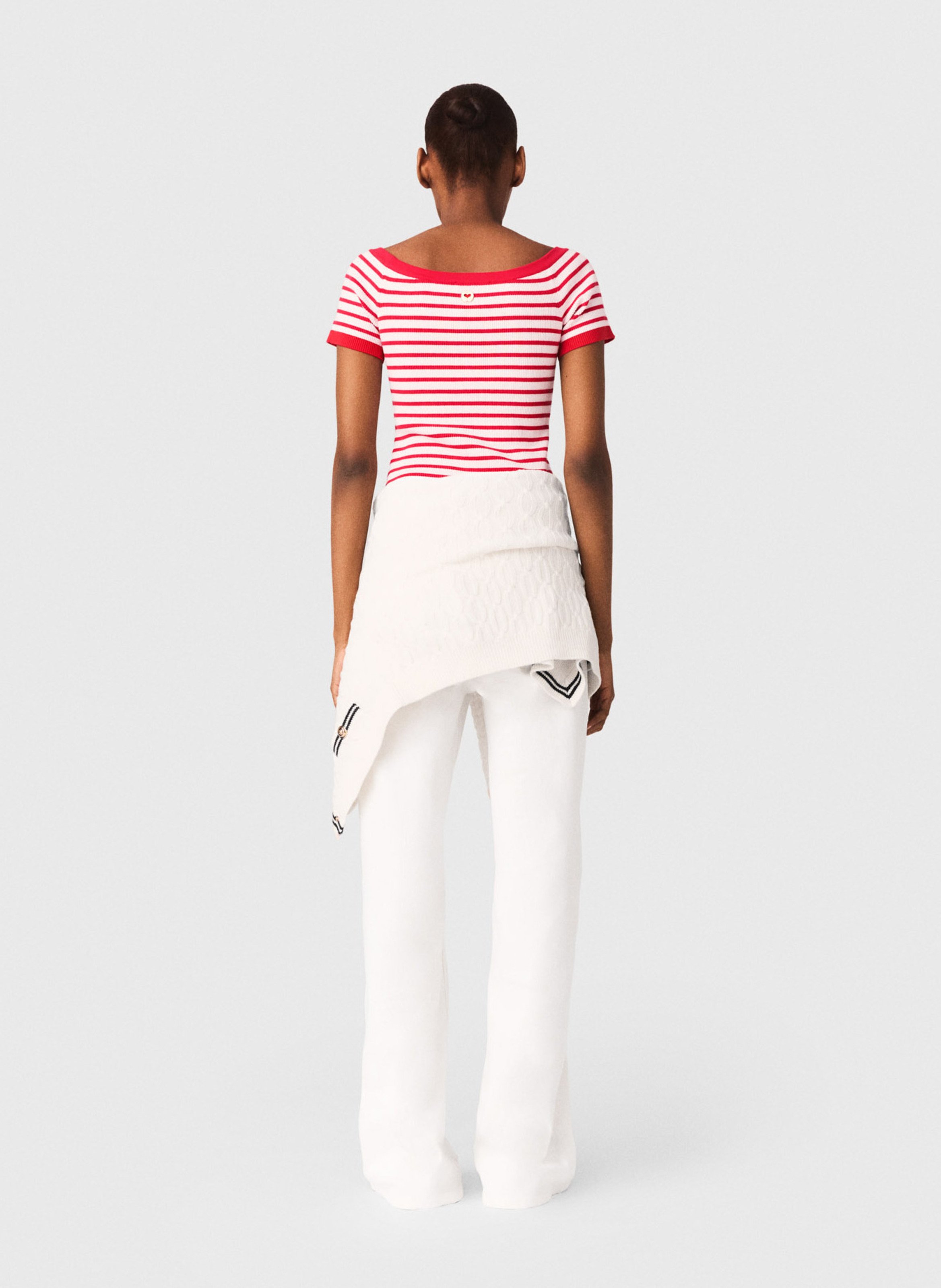 Striped boat-neck T-shirt MAJE Red