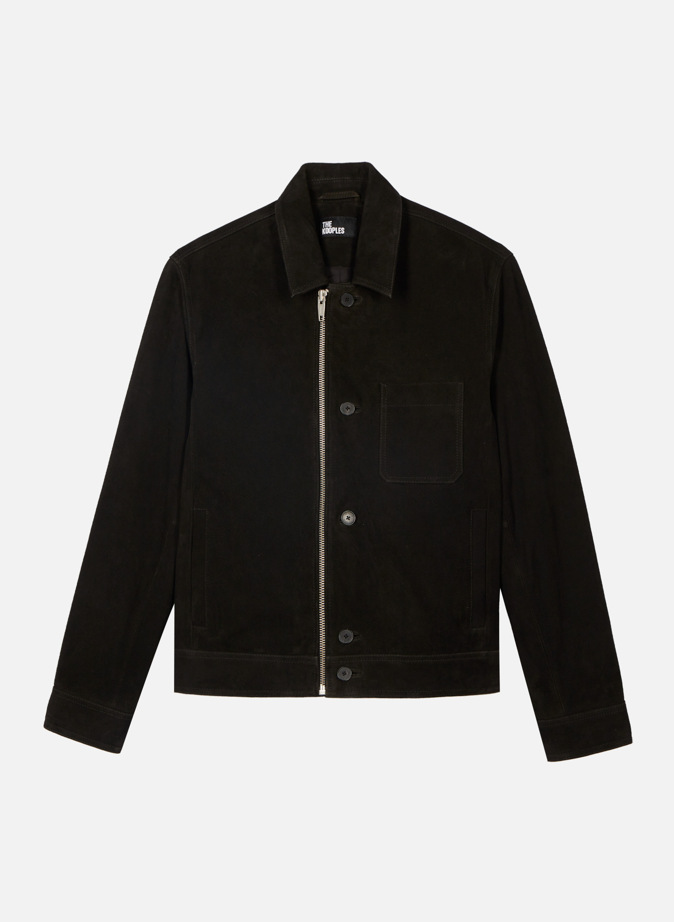 Suede jacket with offset zipper THE KOOPLES Black