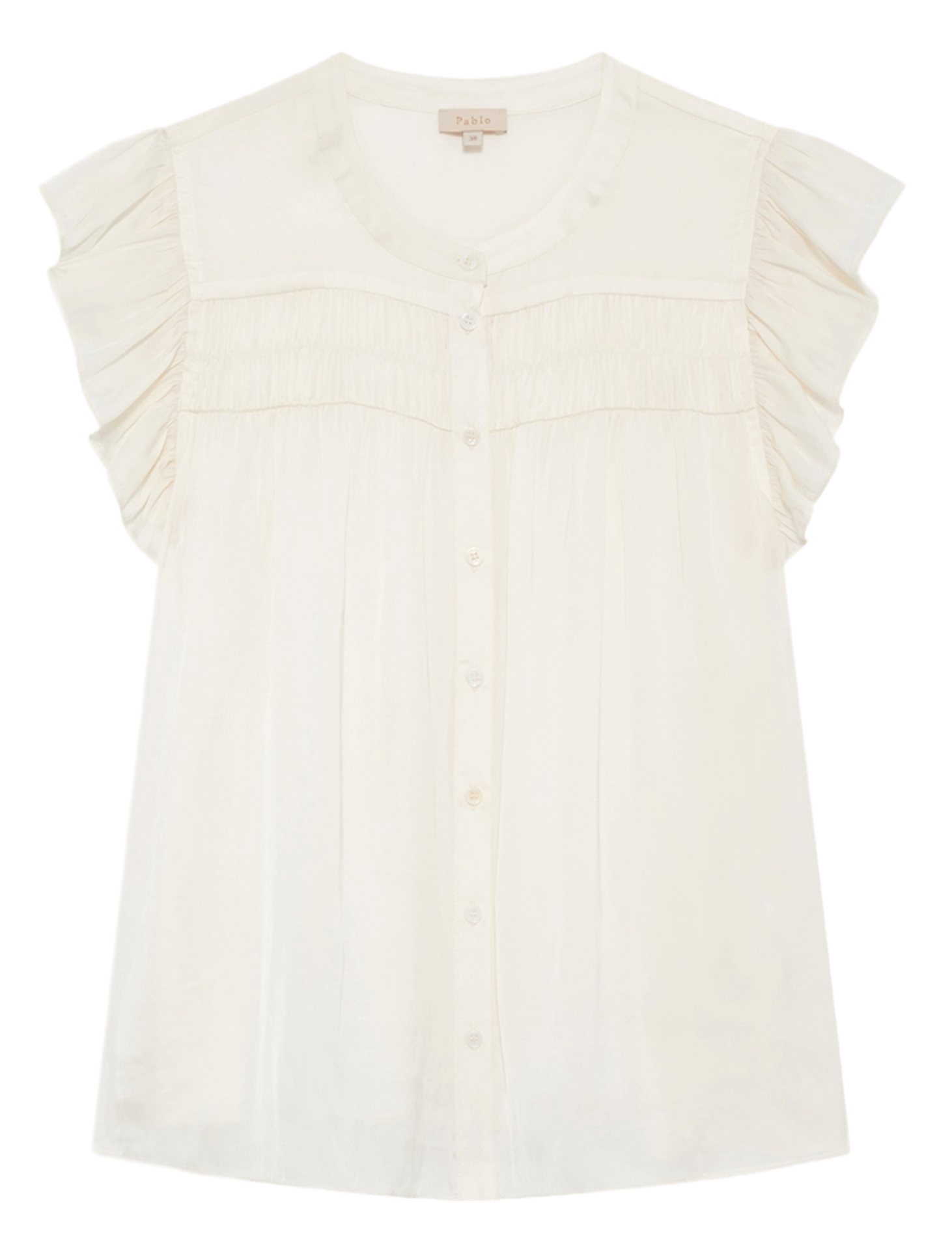 Straight Round Neck Blouse PABLO Beige