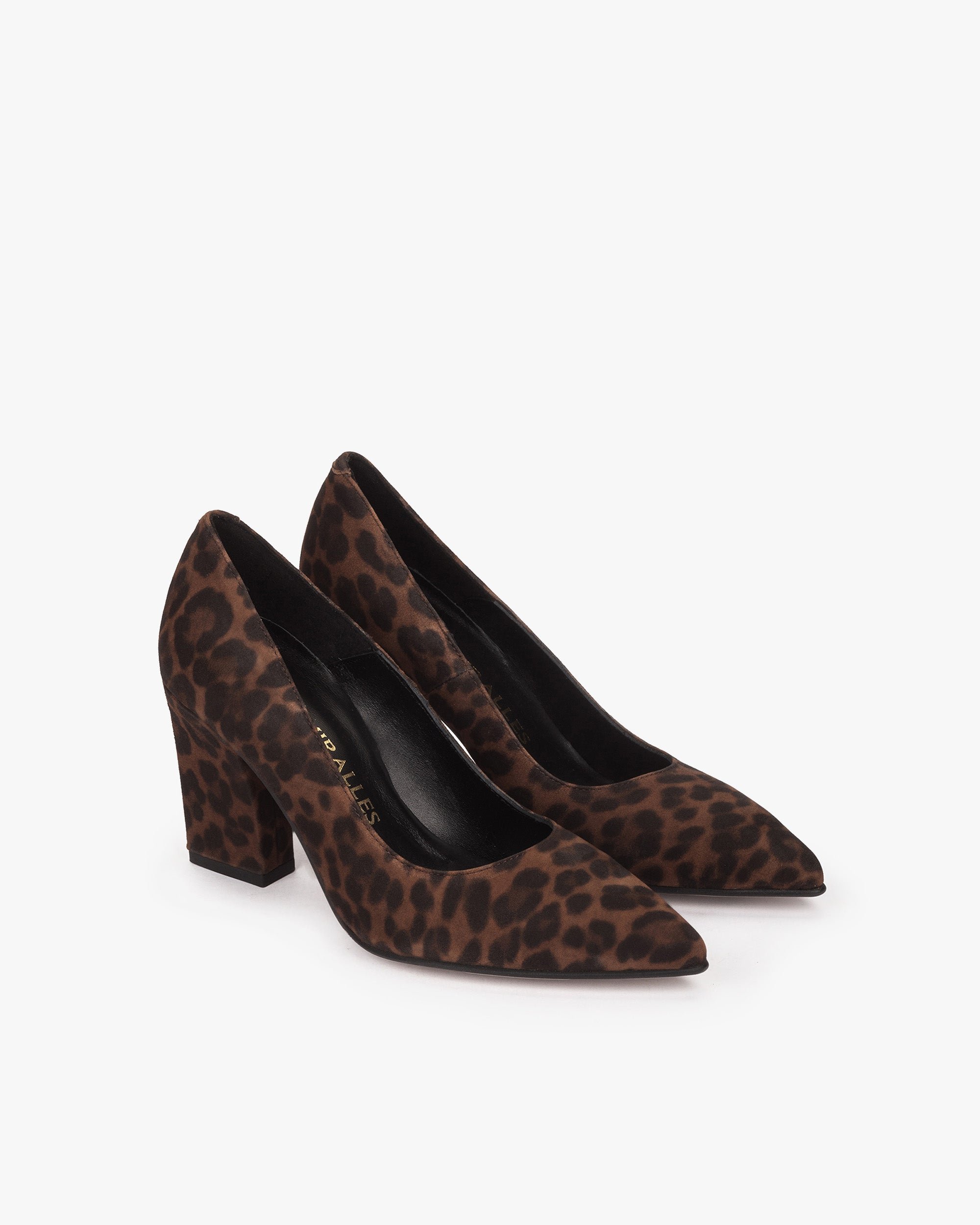 High heel suede shoes with leopard print. PEDRO MIRALLES Brown