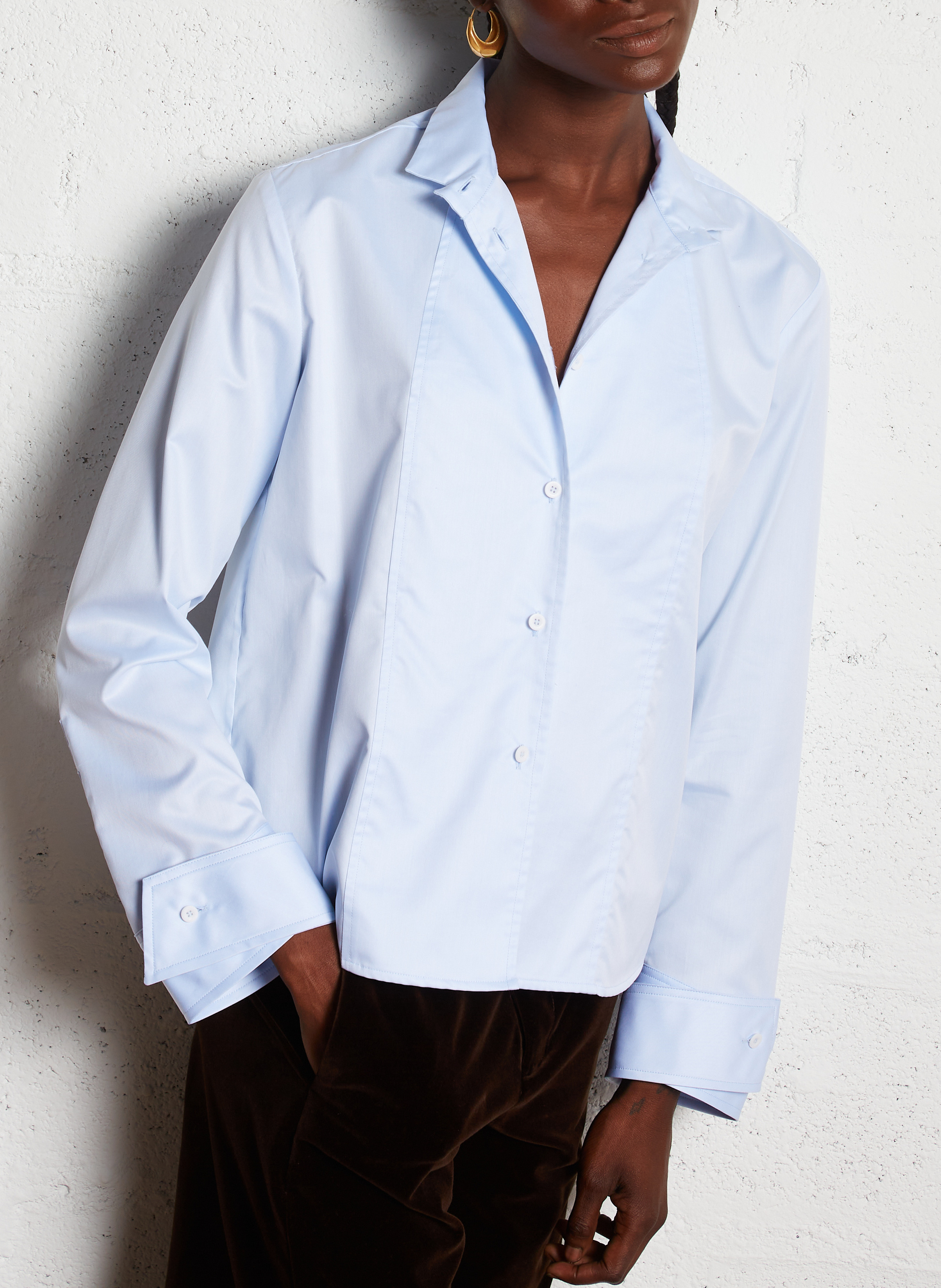 Chemise col classique en coton MARGAUX LONNBERG Bleu