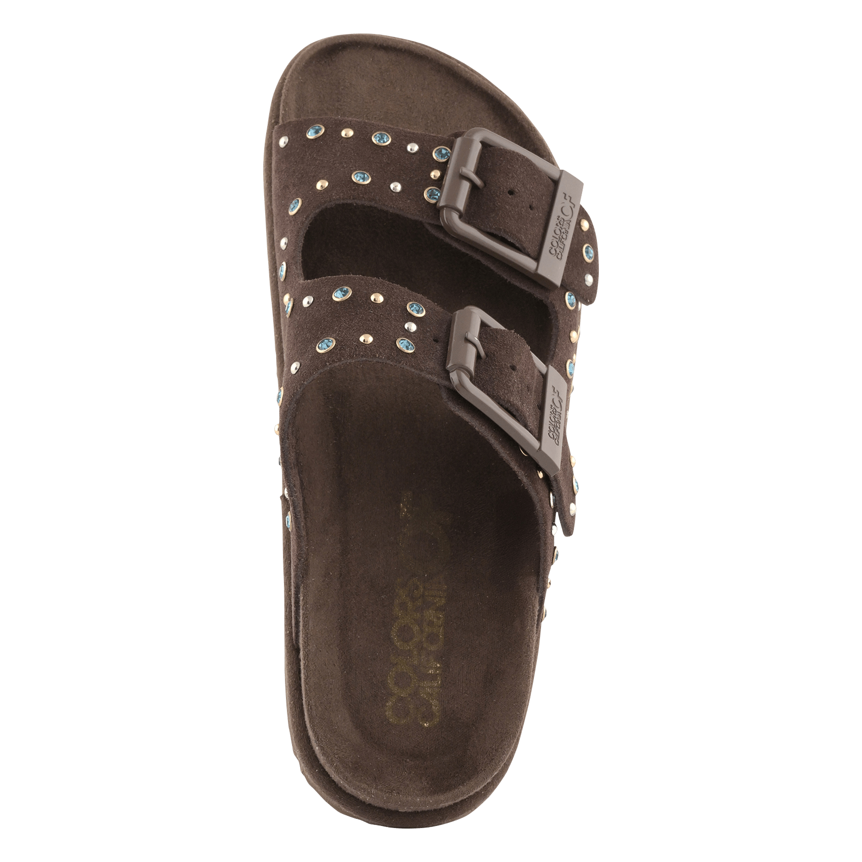 Sandales plates en cuir velours COLORS OF CALIFORNIA Marron