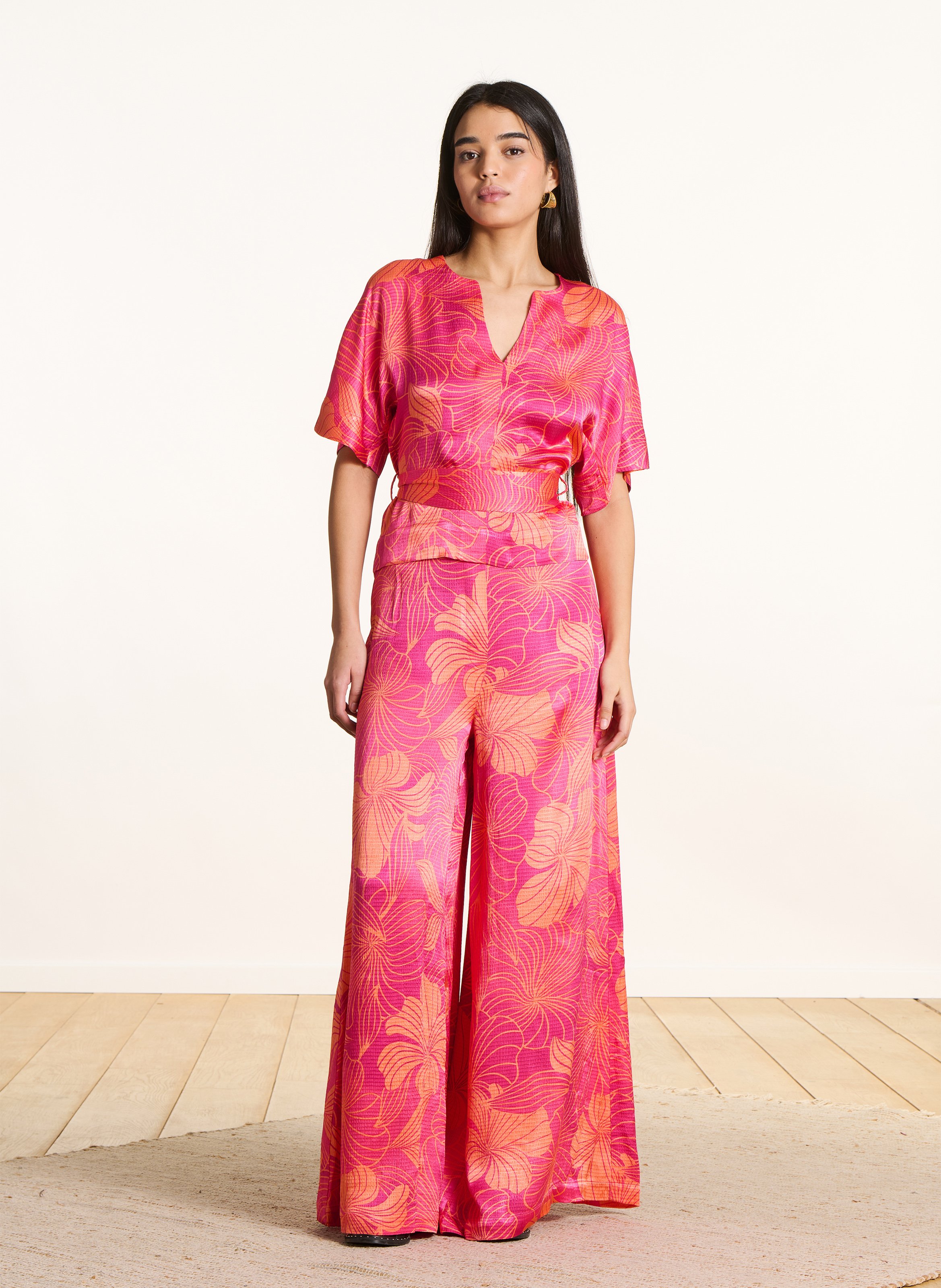 Pantalon large imprimé LA FEE MARABOUTEE Rose