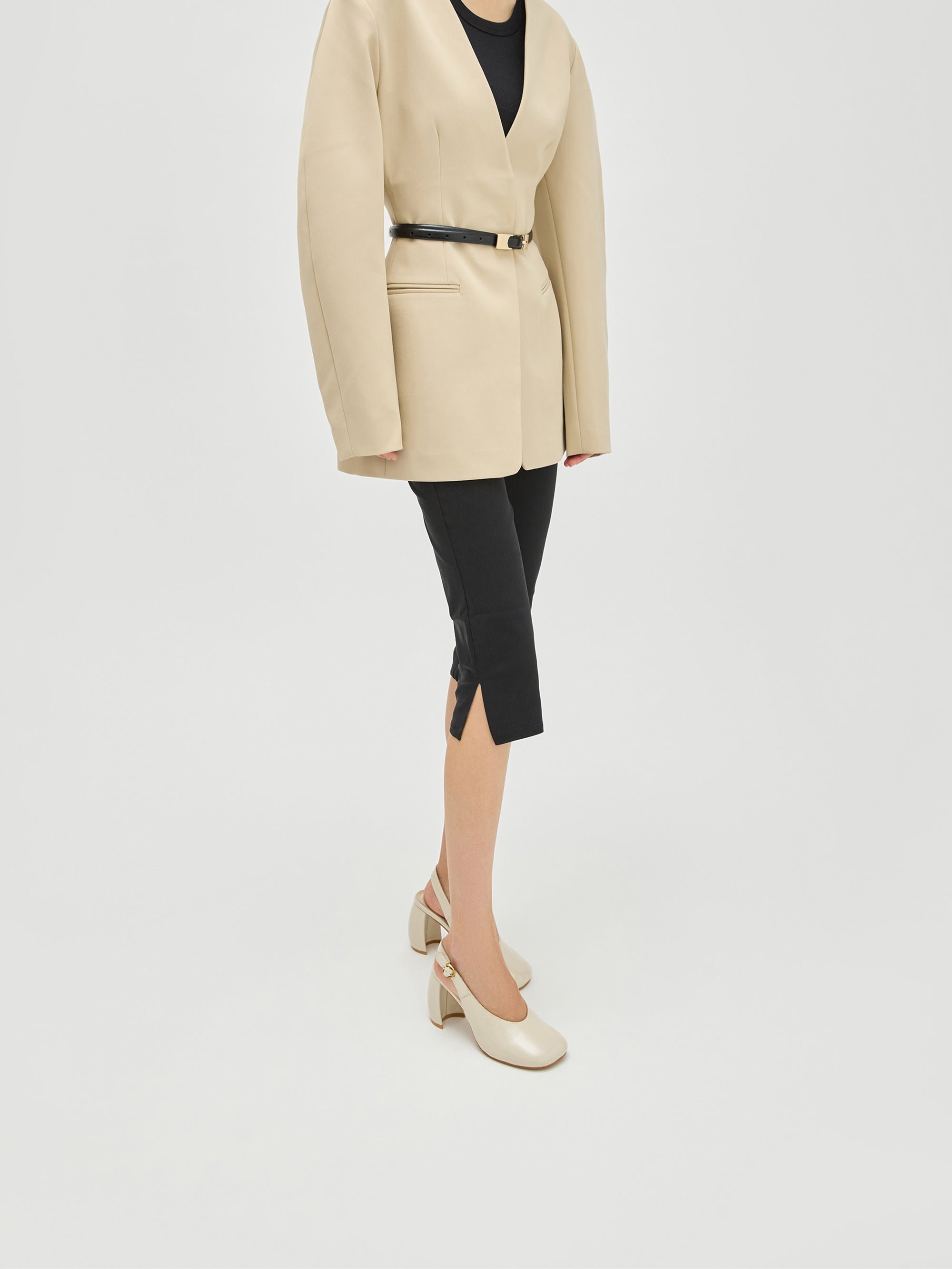 Slingback patent leather pumps with half-moon heel VANESSA WU Beige