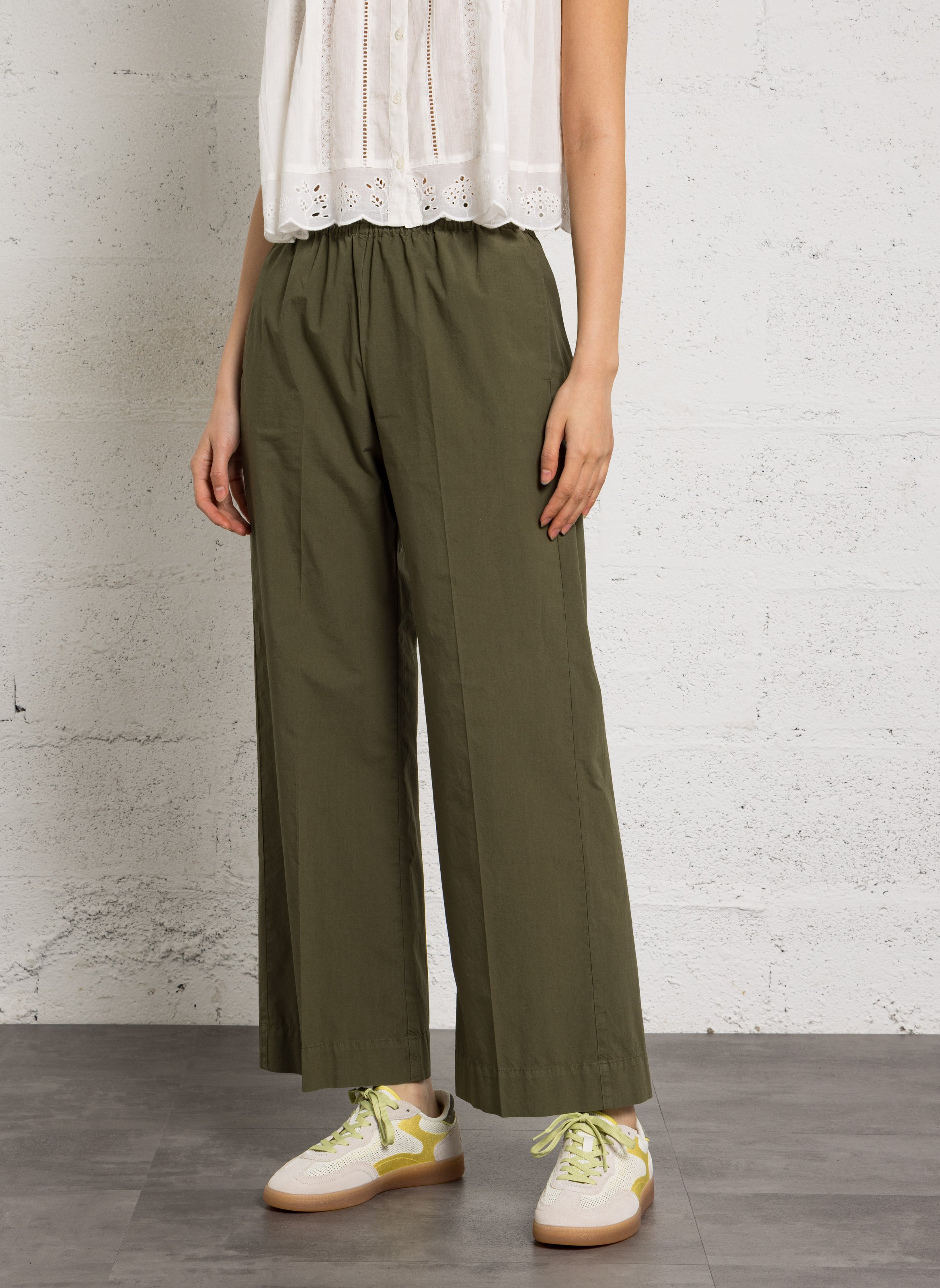 Pantalon large en coton HARTFORD Vert