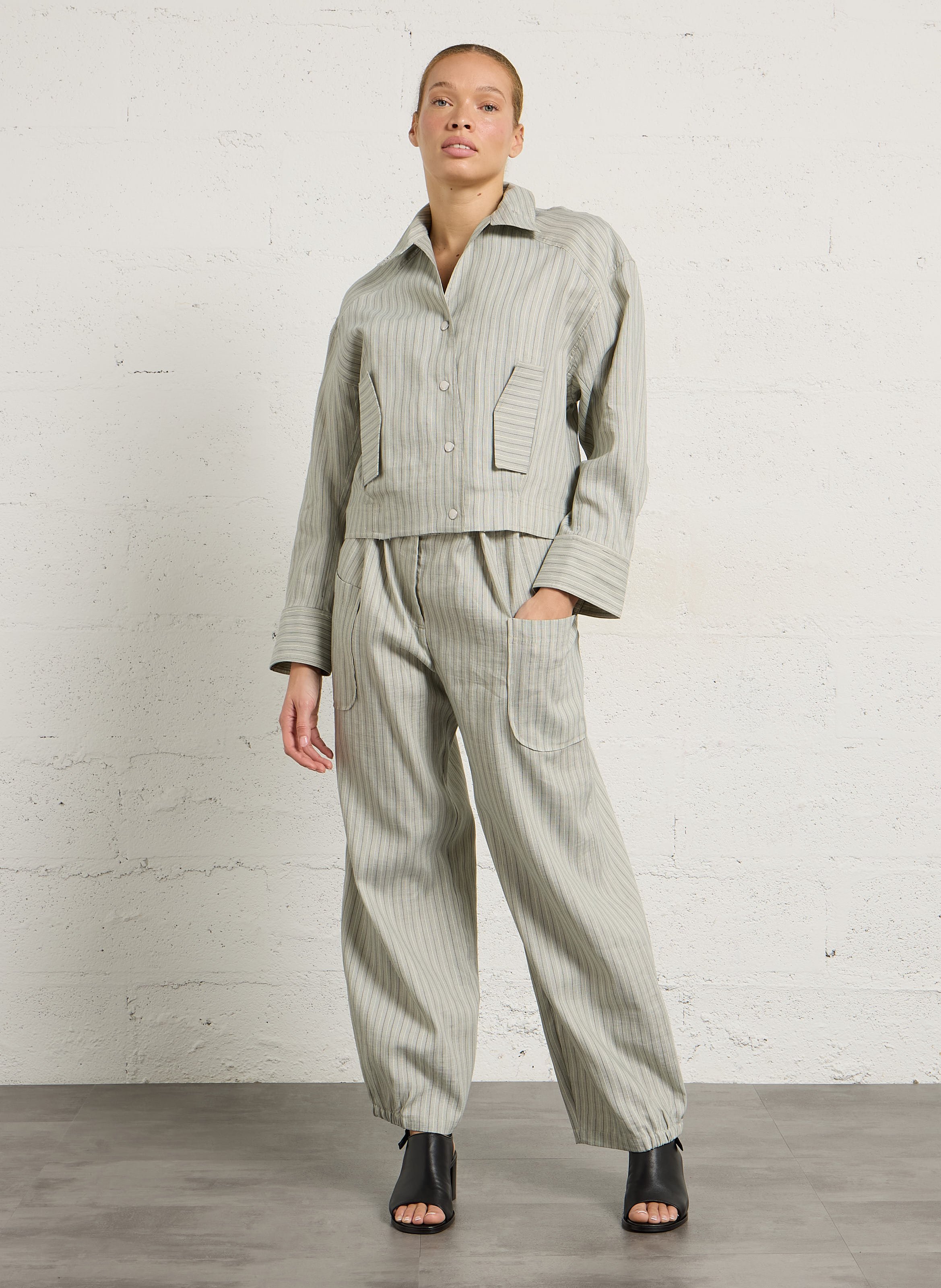 Fitted Striped Jacket MARGAUX LONNBERG Green