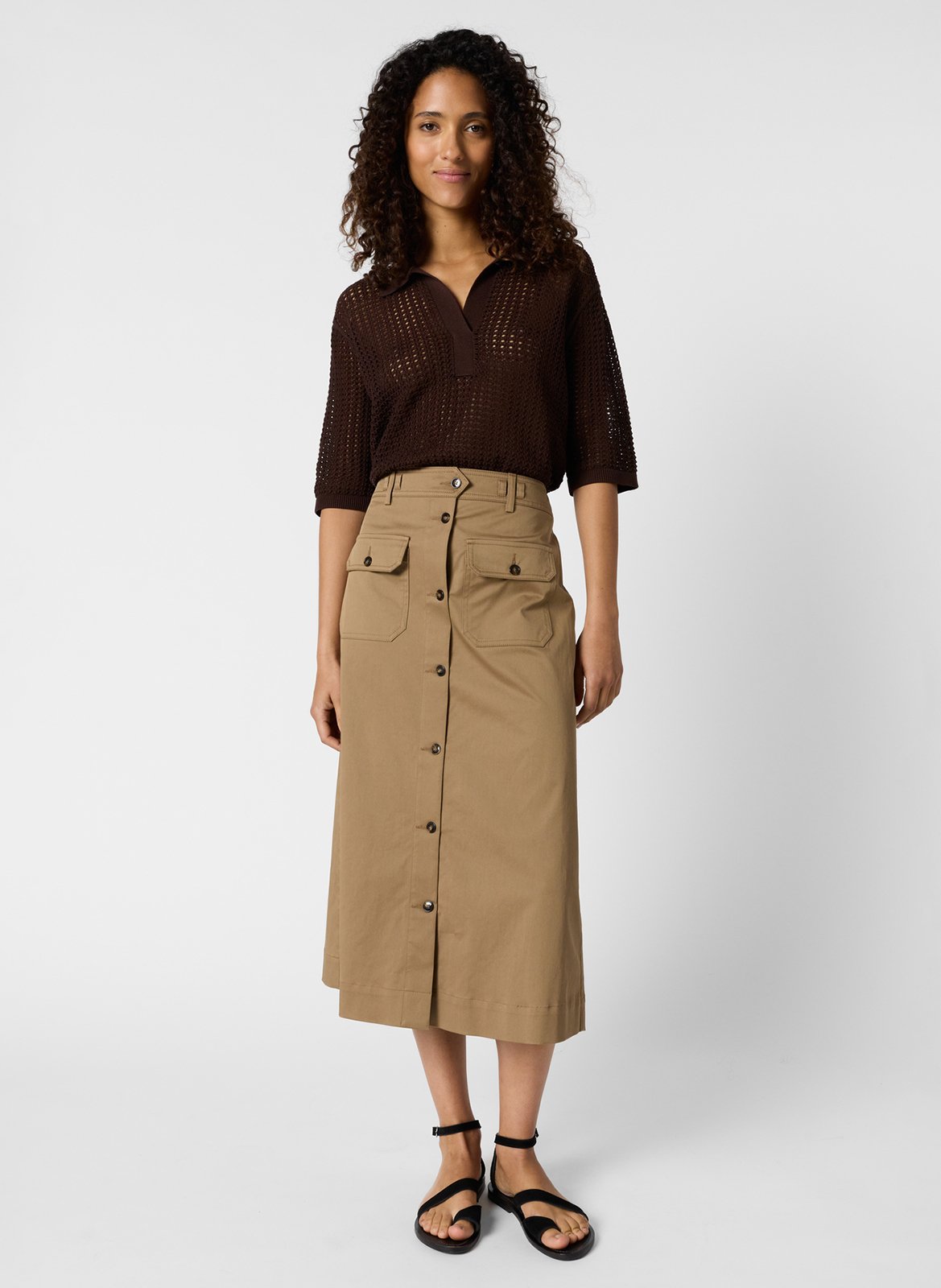 Langer einfarbiger Knopfrock GERARD DAREL Braun