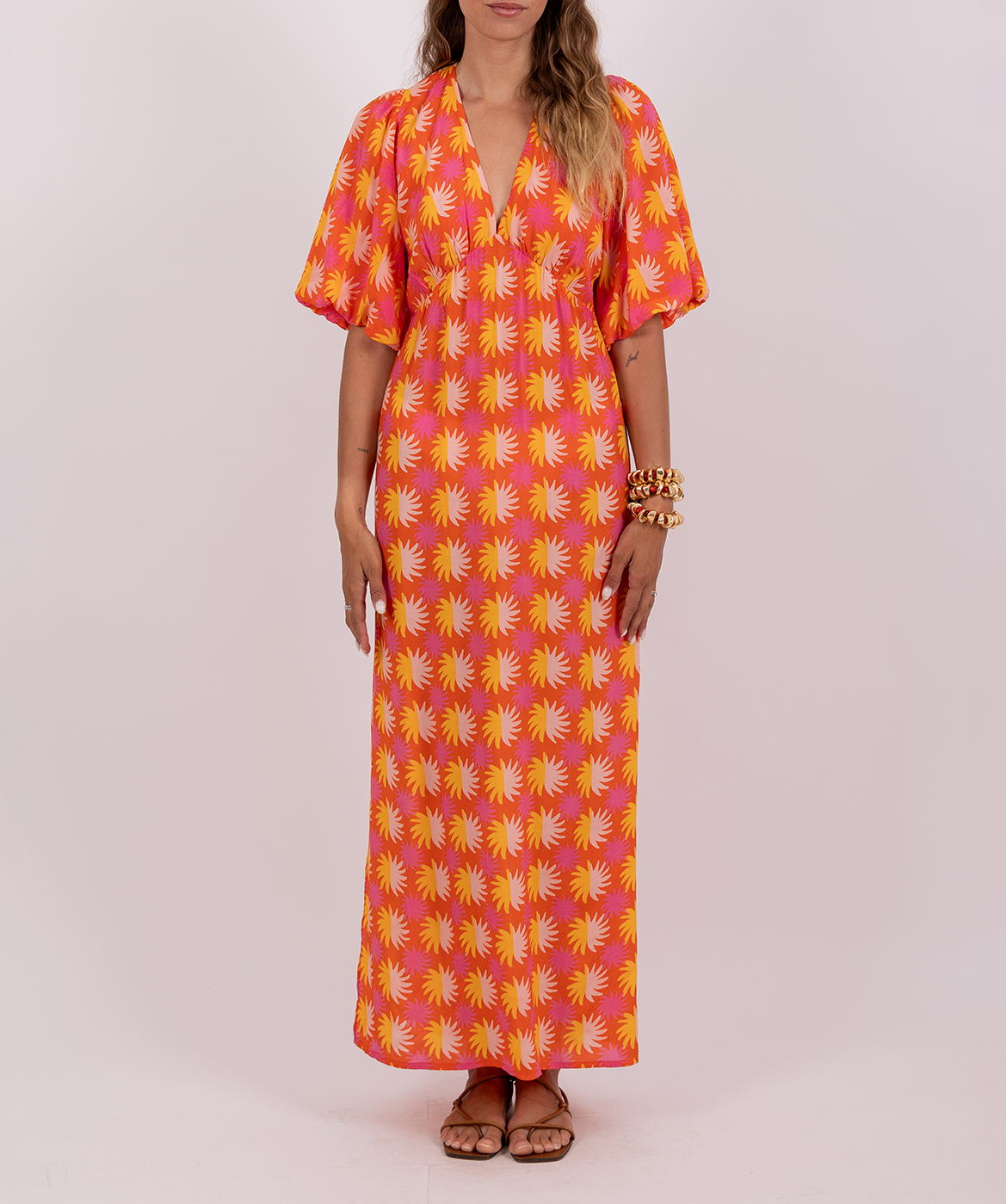 Maxikleid mit V-Ausschnitt SUNDRESS Orange