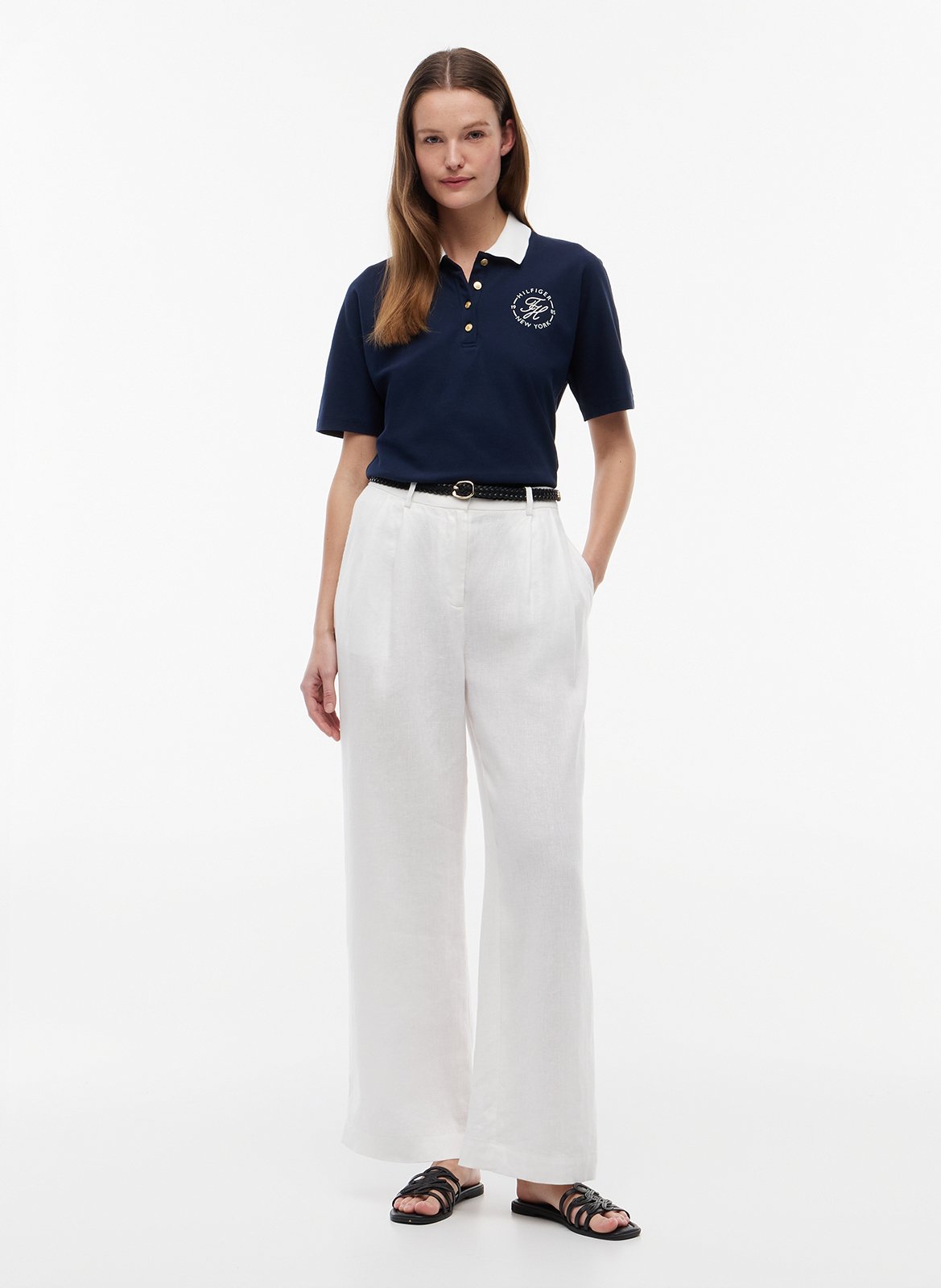 Poloshirt mit kurzen Ärmeln uni TOMMY HILFIGER Blau