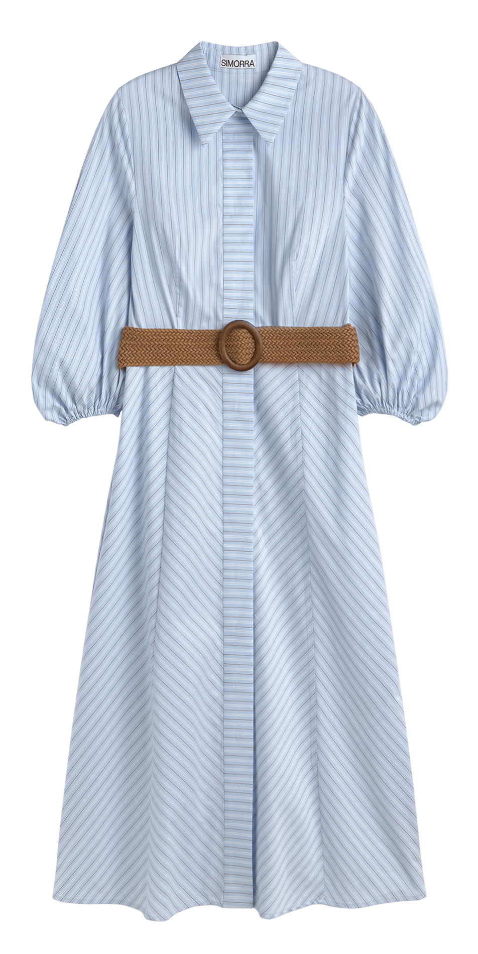 Kleid mit klassischem Hemdkragen aus gestreifter Baumwollmischung SIMORRA Blau