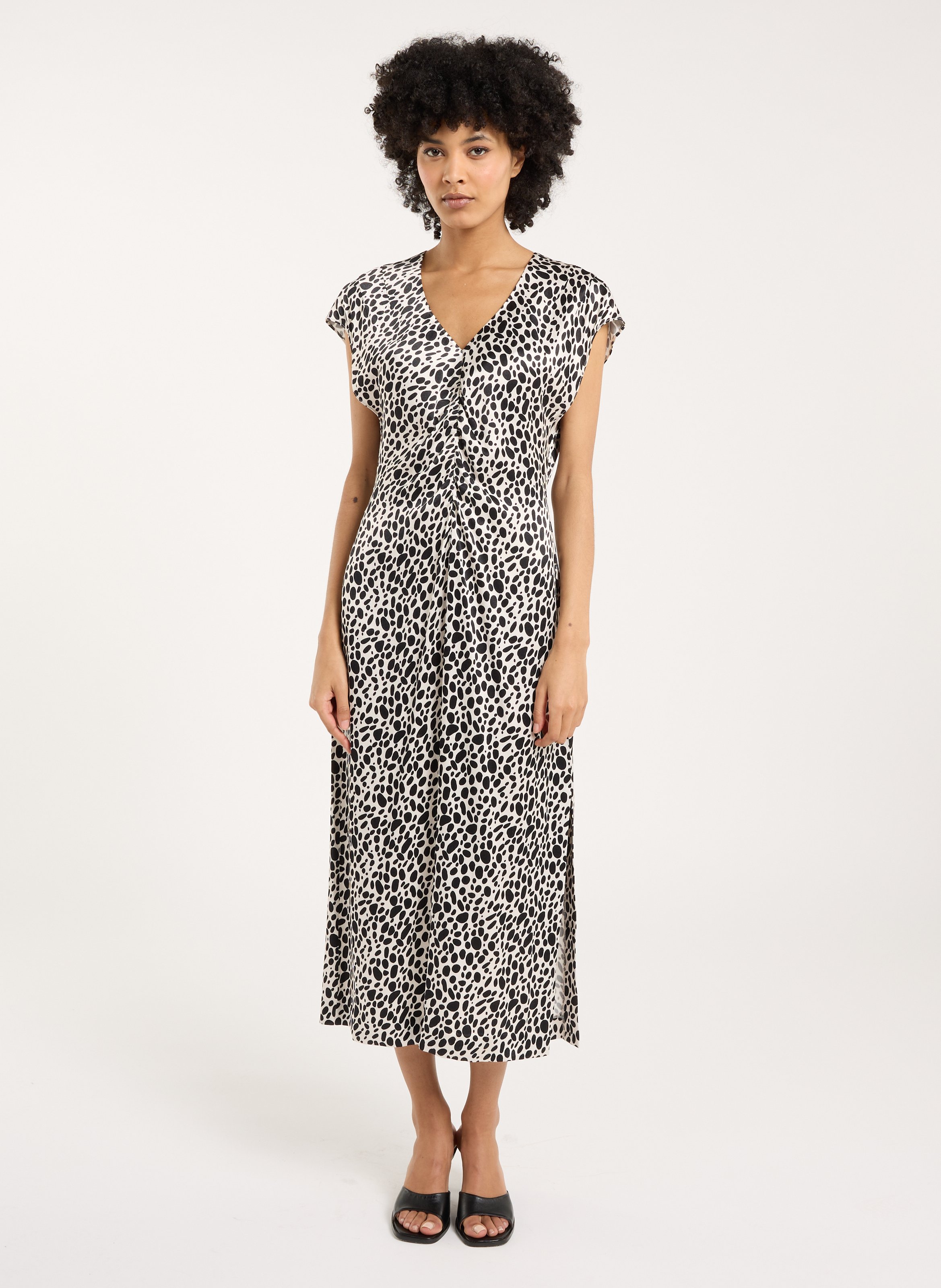 Halflange jurk met V-hals en print SAISON 1865 Veelkleurig