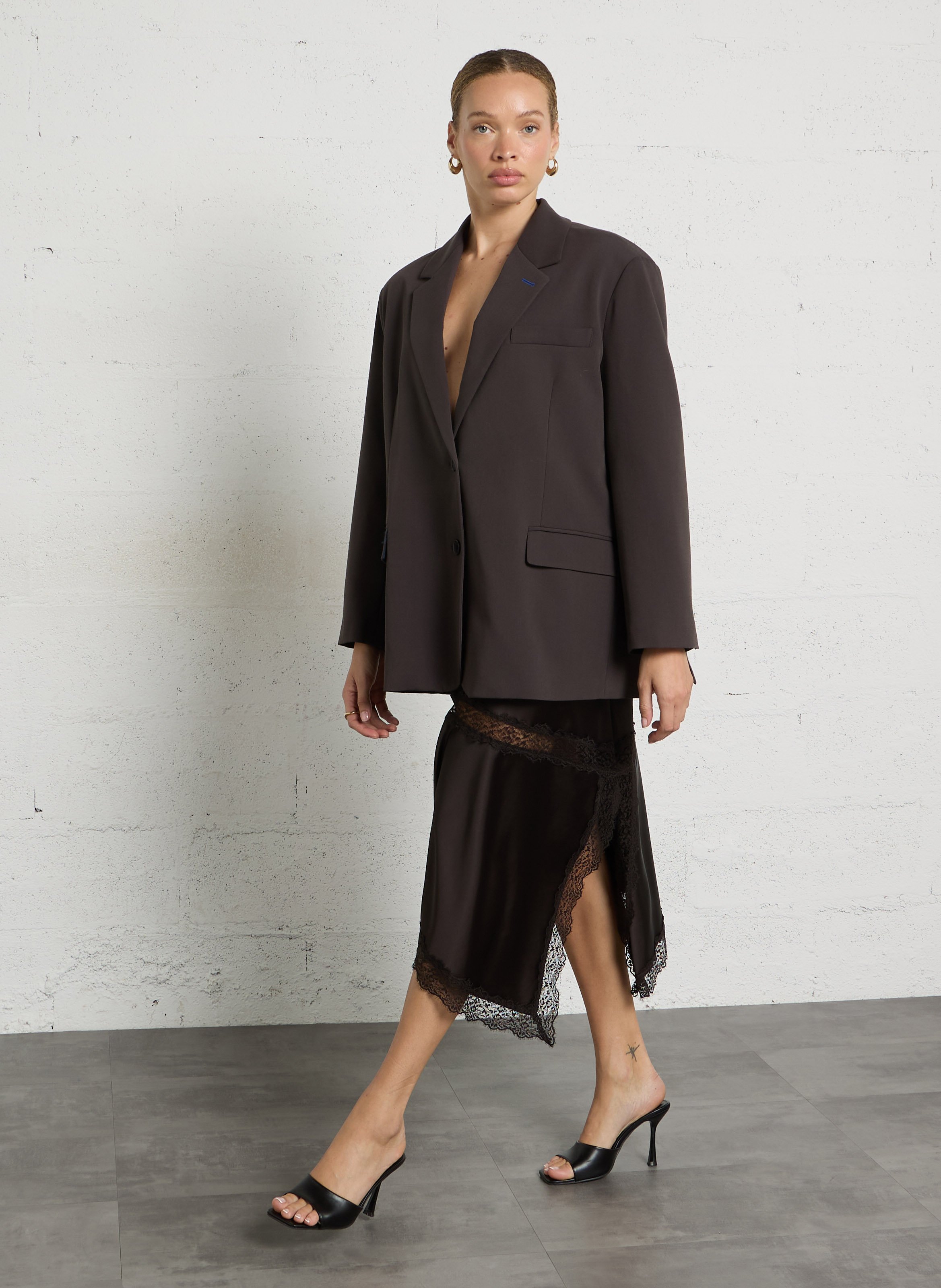 Oversized Solid Blazer IMPERIAL Brown