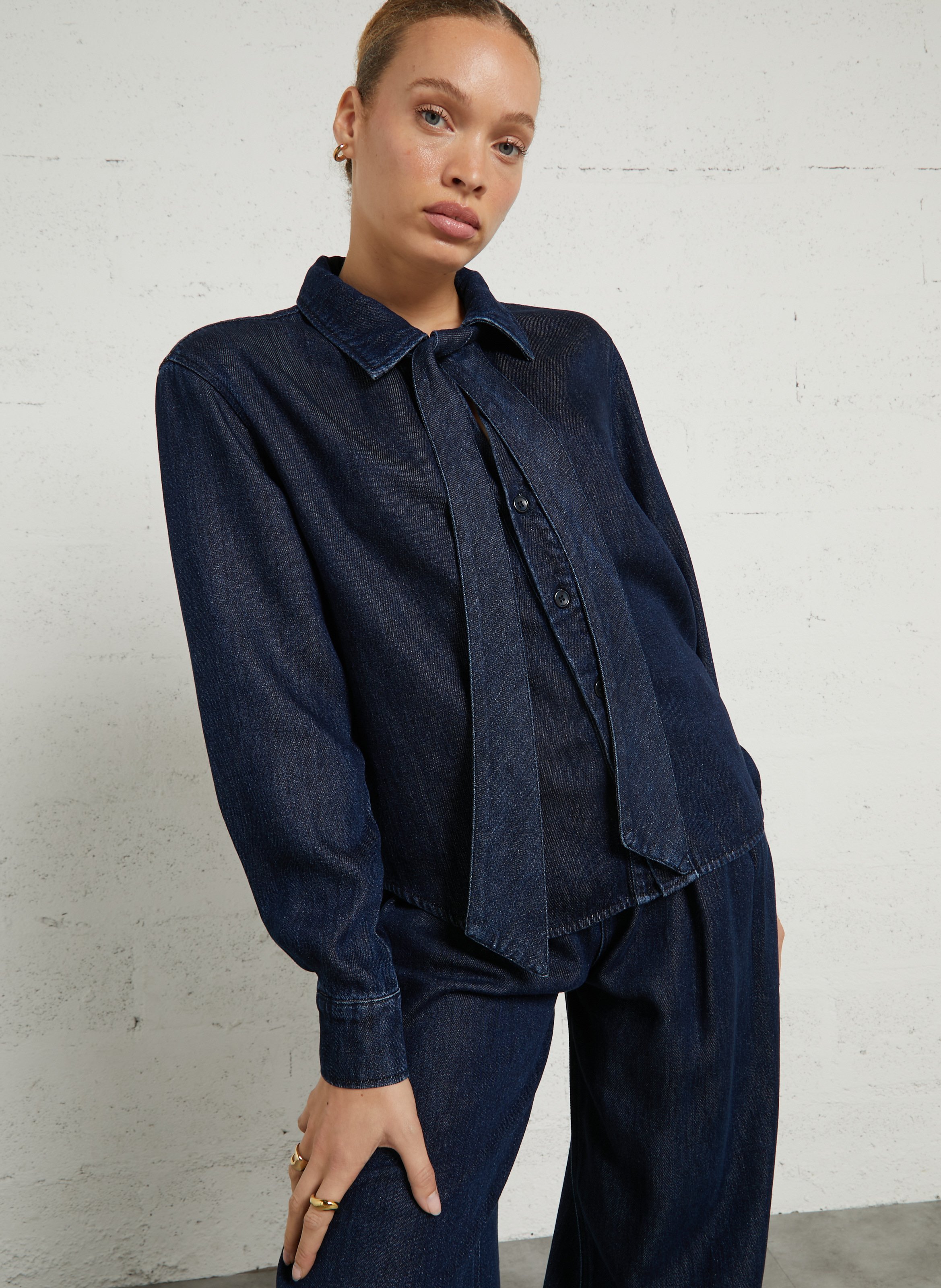 Chemise oversize col classique THE NEW SOCIETY Bleu
