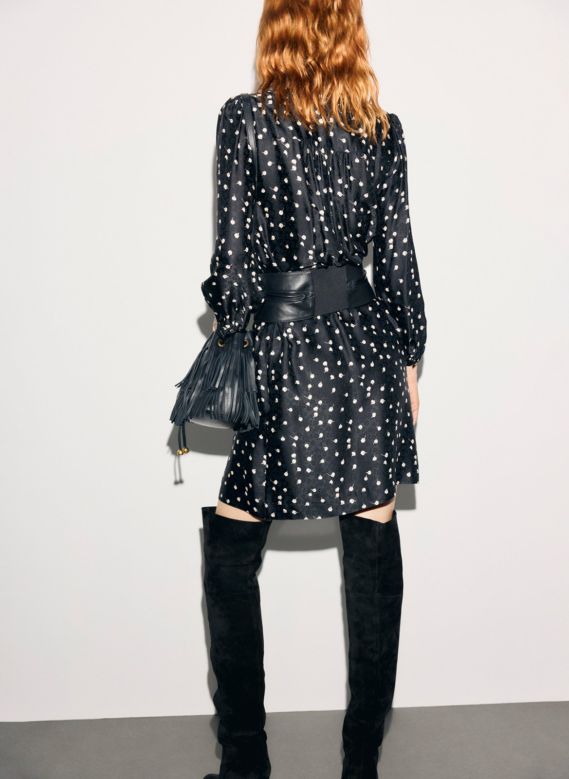 Robe fluide col v imprimée GERARD DAREL Noir