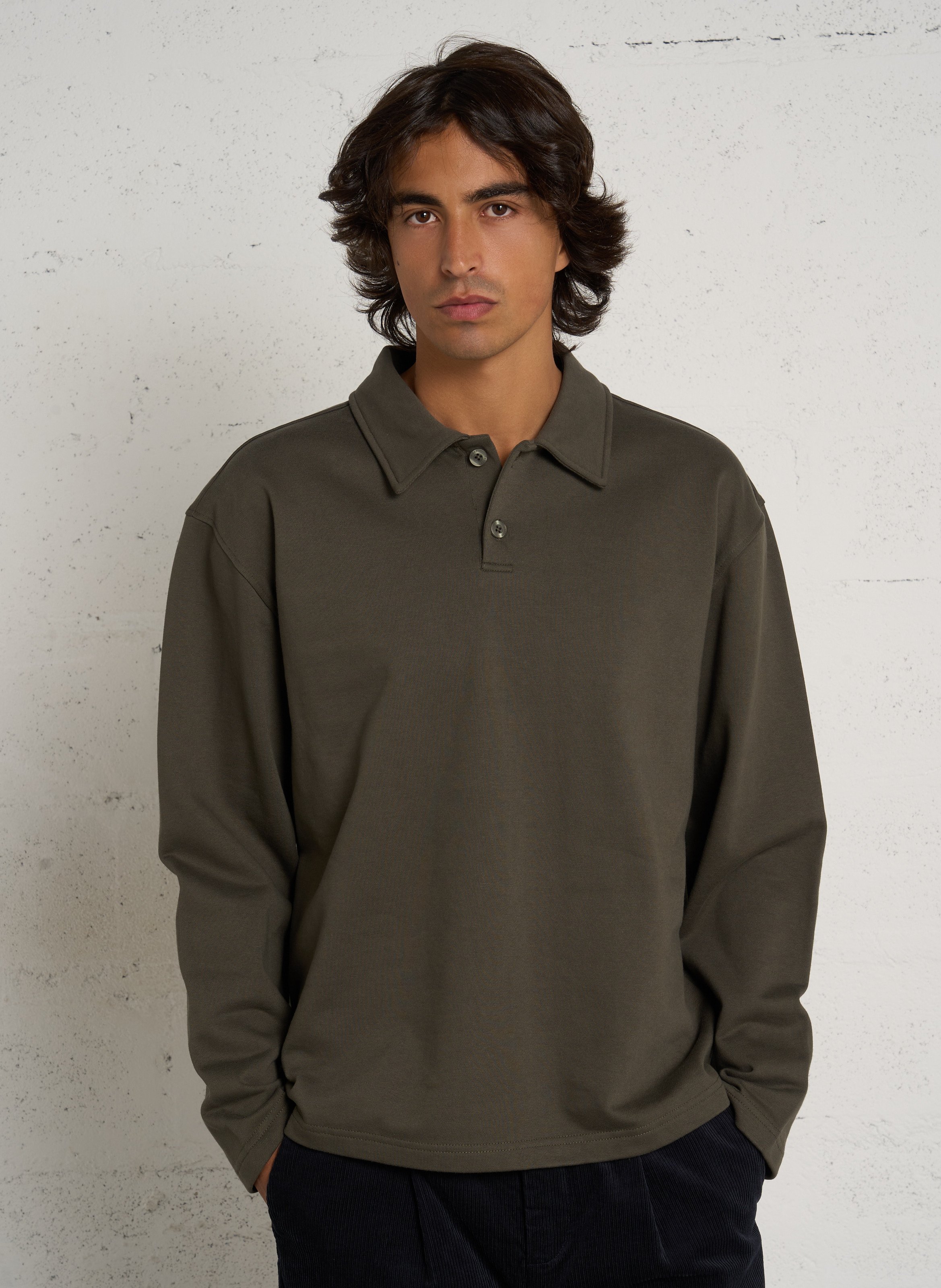 Einfarbiges Baumwoll-Sweatpolo CASUAL FRIDAY Beige