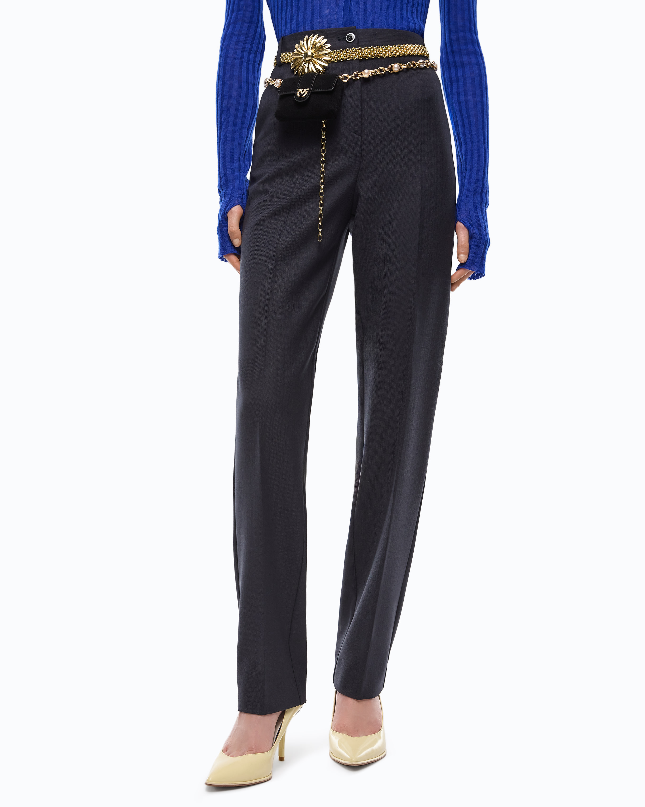 Stretch wool-blend cigarette trousers PINKO Blue