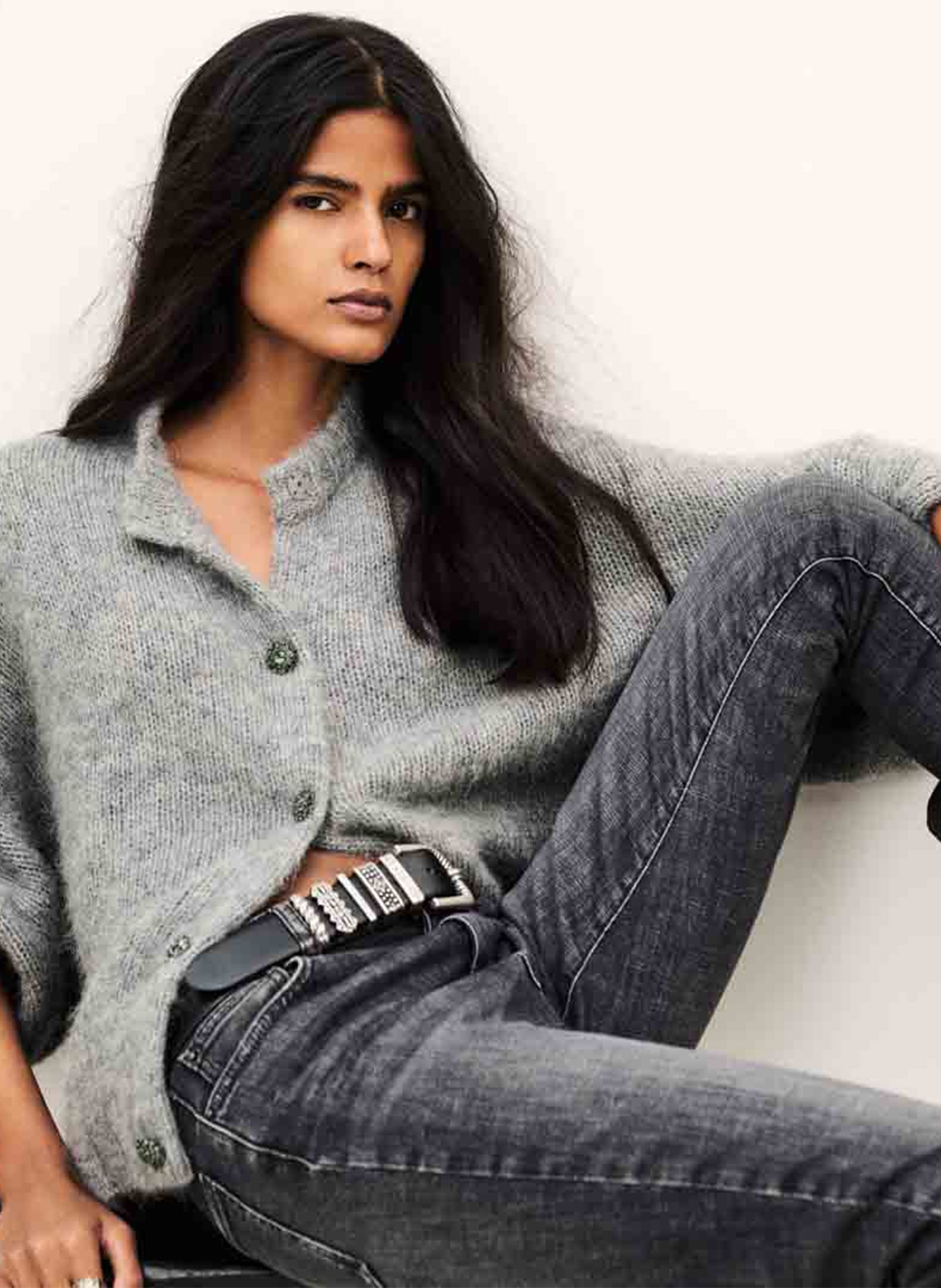 Straight wool-blend cardigan BA&SH Grey
