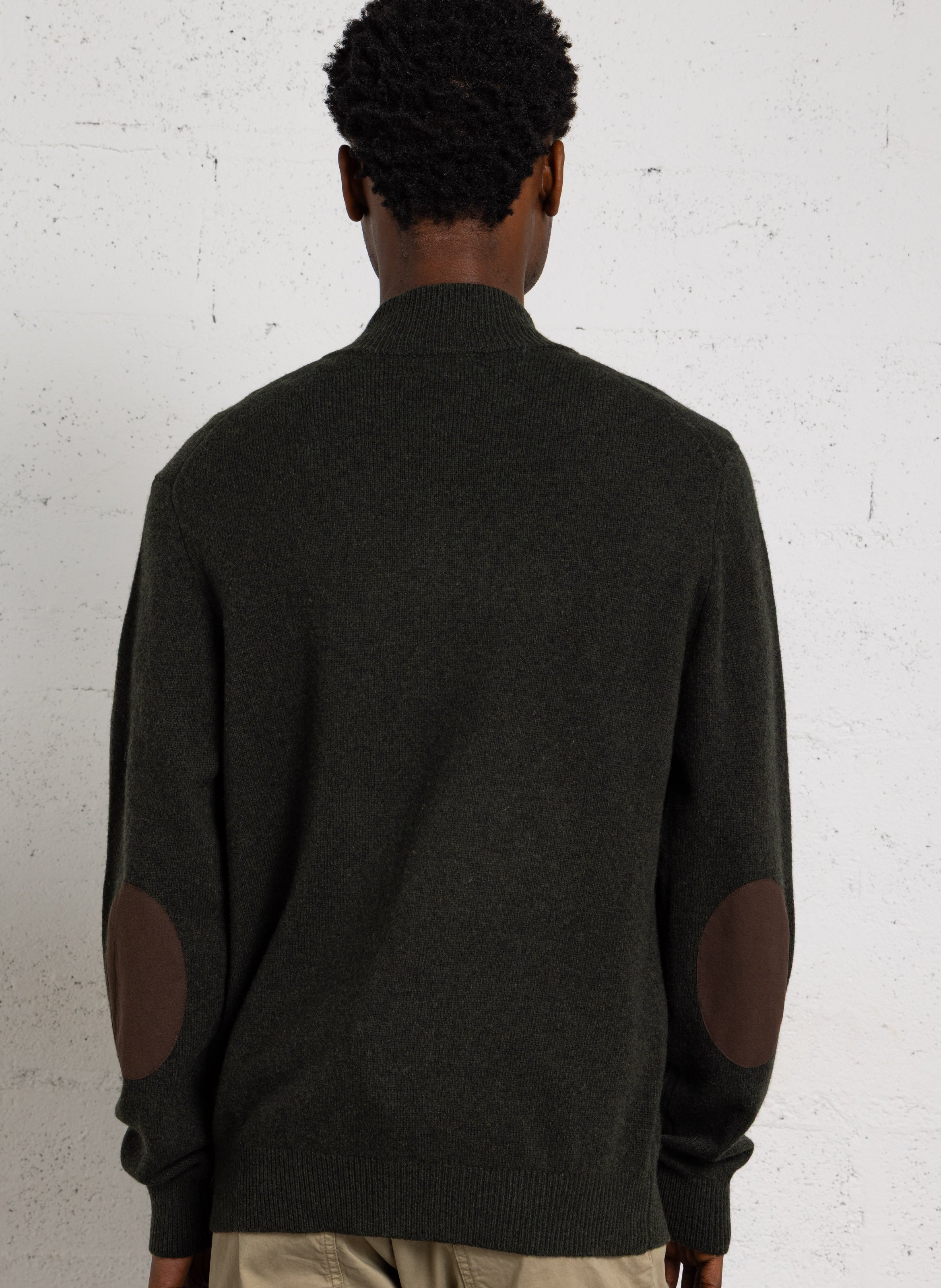 Gilet droit col montant brodé en laine HACKETT Vert