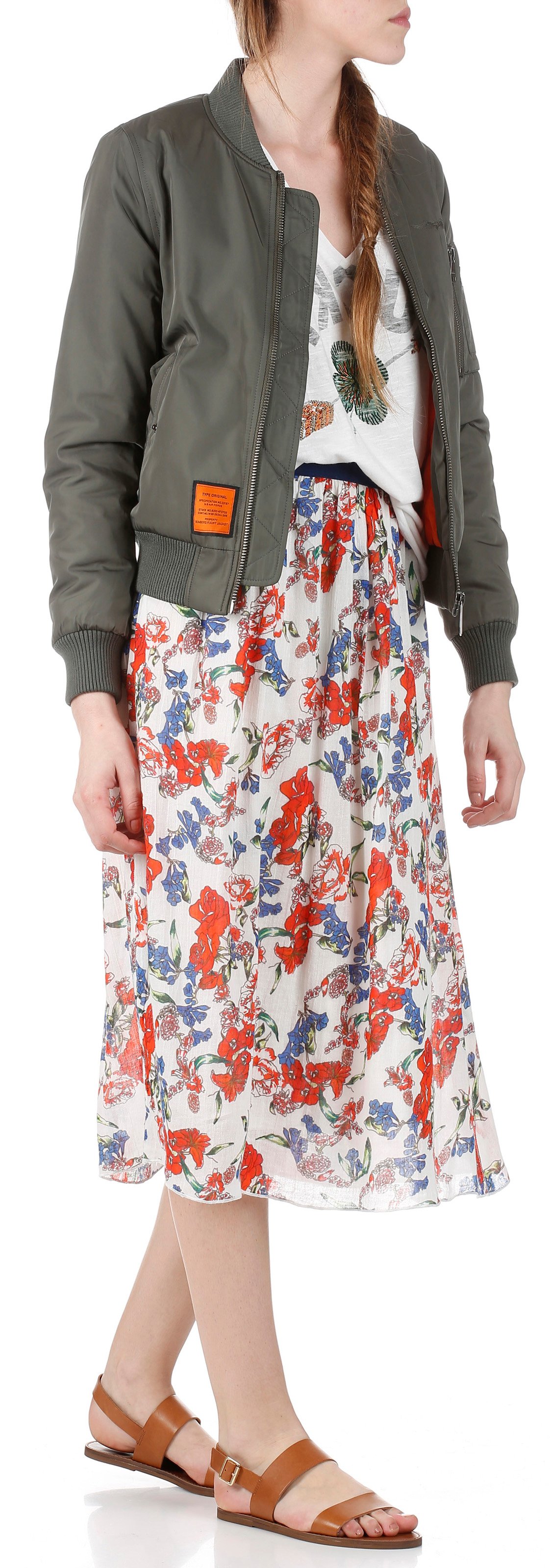 Bomber col teddy cintré BOMBERS ORIGINAL Kaki