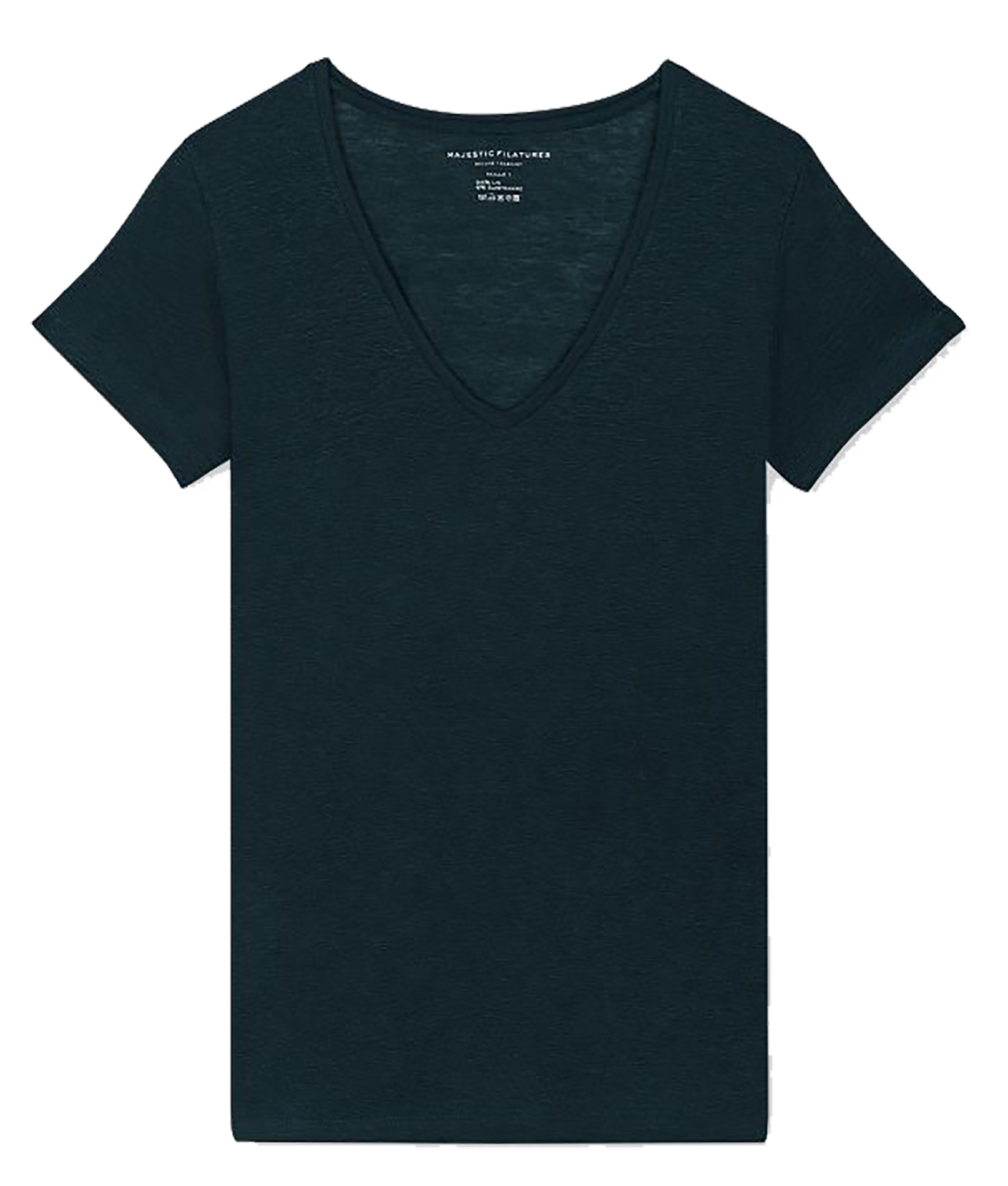 Tee-shirt col V moulant en lin strectch MAJESTIC FILATURES