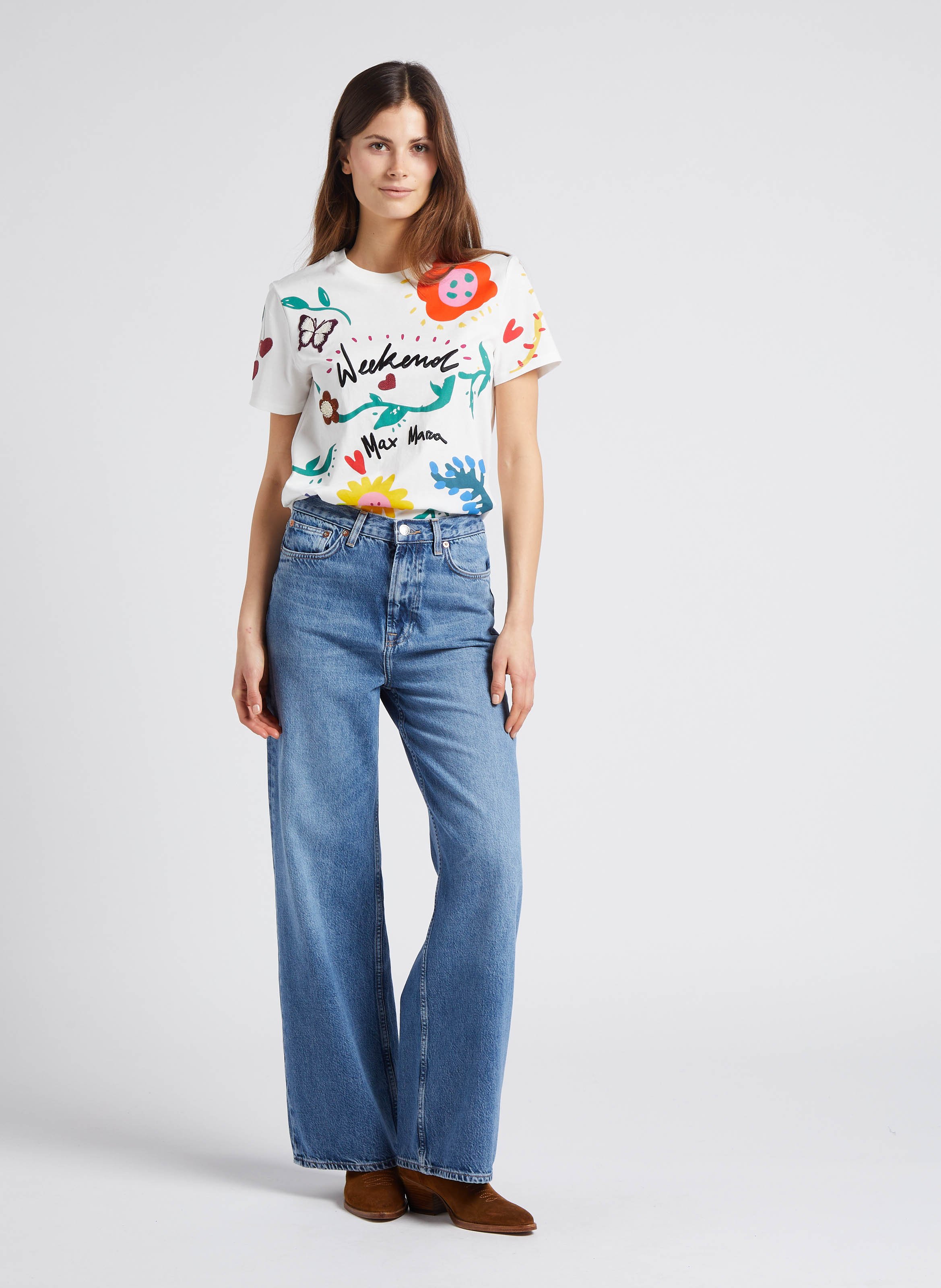 Jean ample droit taille haute en coton bio  SAMSOE SAMSOE Bleu